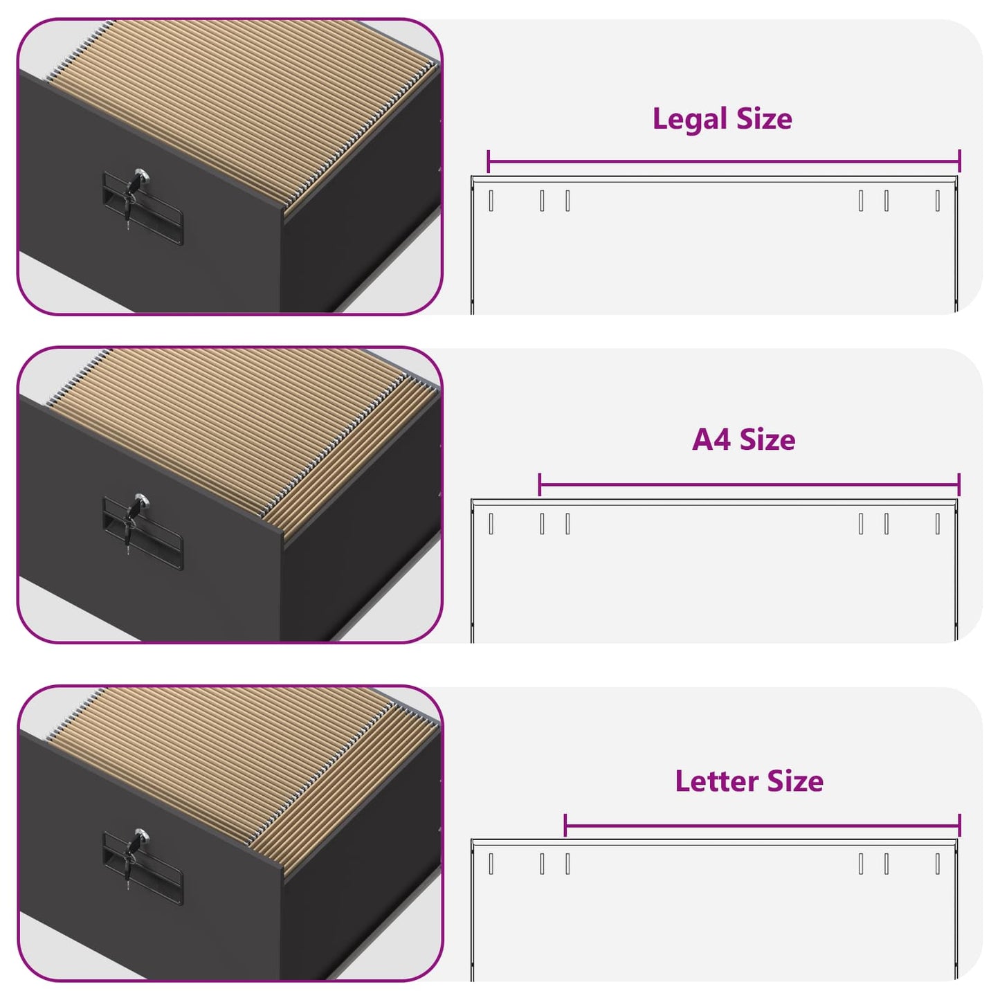 File Cabinet Black 45.5 x 42 x 74.5 cm Cold-Rolled Steel