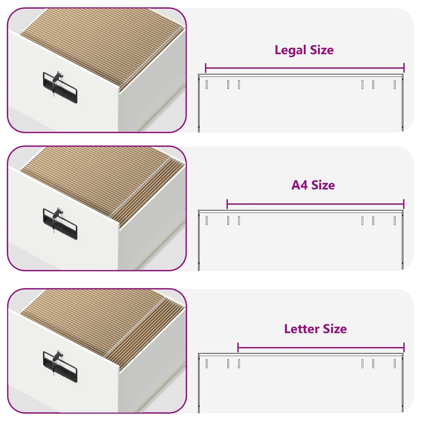 File Cabinet White 45.5 x 42 x 74.5 cm Cold-Rolled Steel
