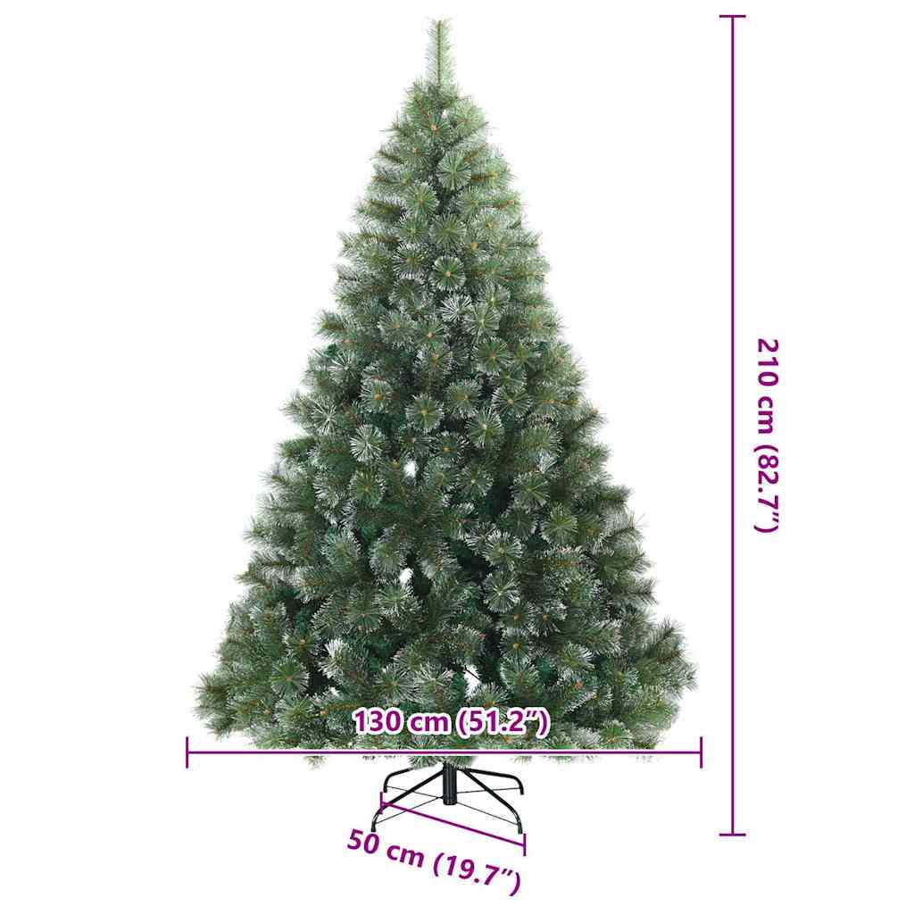 Artificial Hinged Christmas Tree Snow Flocked Green 210 cm