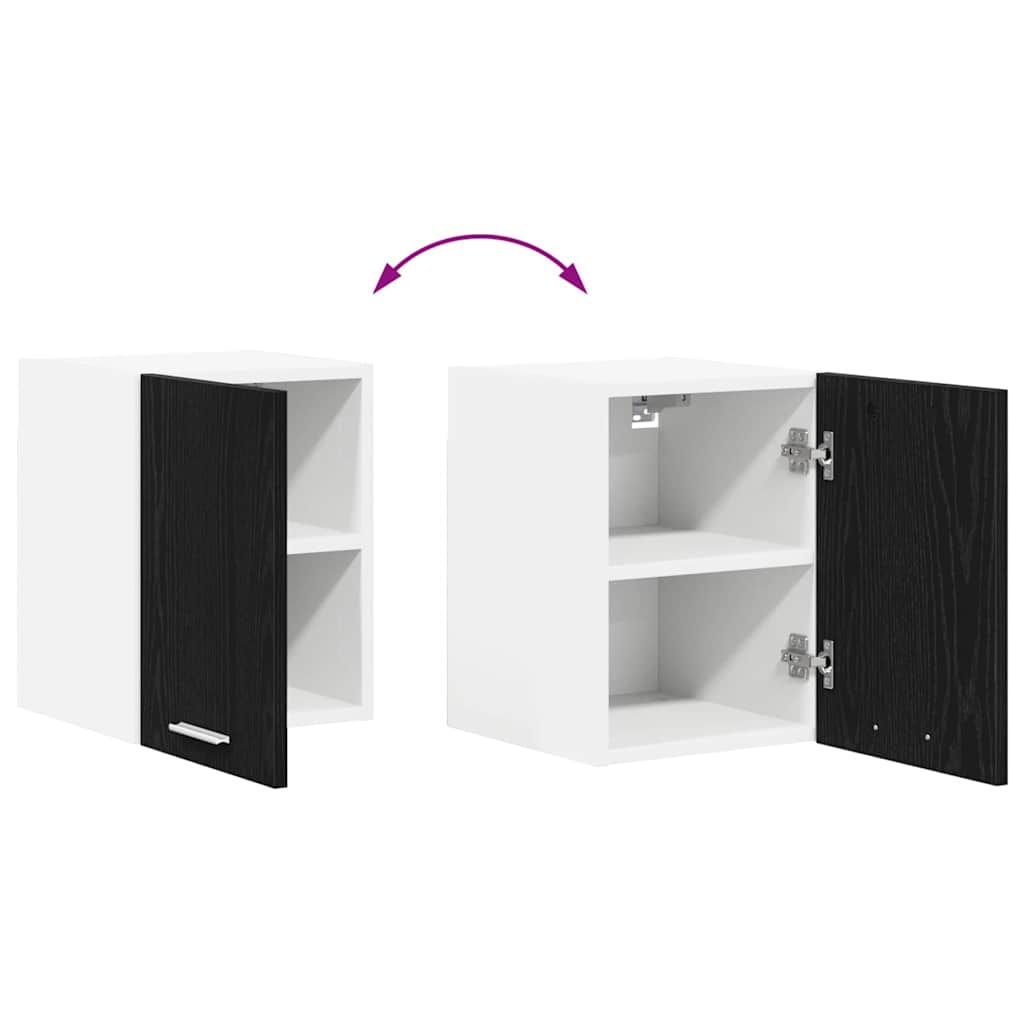 Hanging Cabinet 2 pcs Black Oak and White Engineered Wood