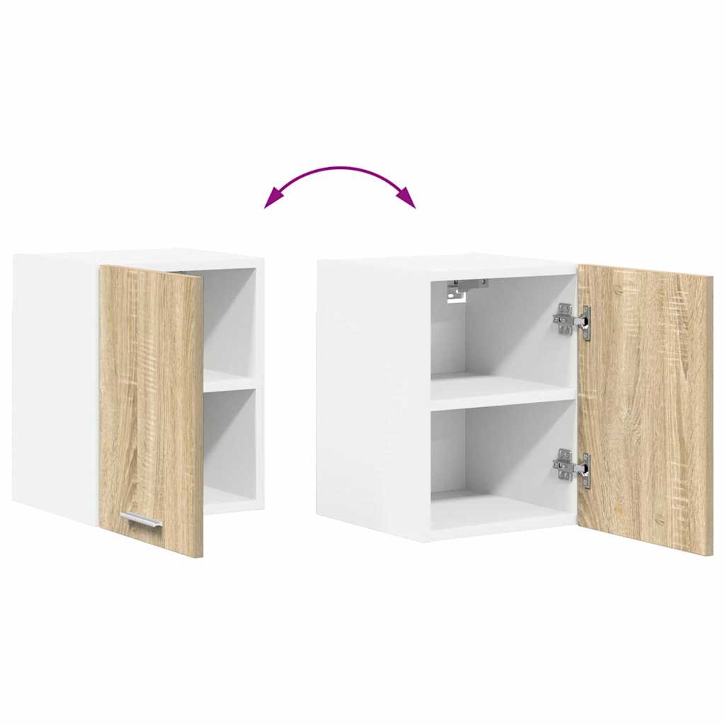 Hanging Cabinet 2 pcs Sonoma Oak and White Engineered Wood
