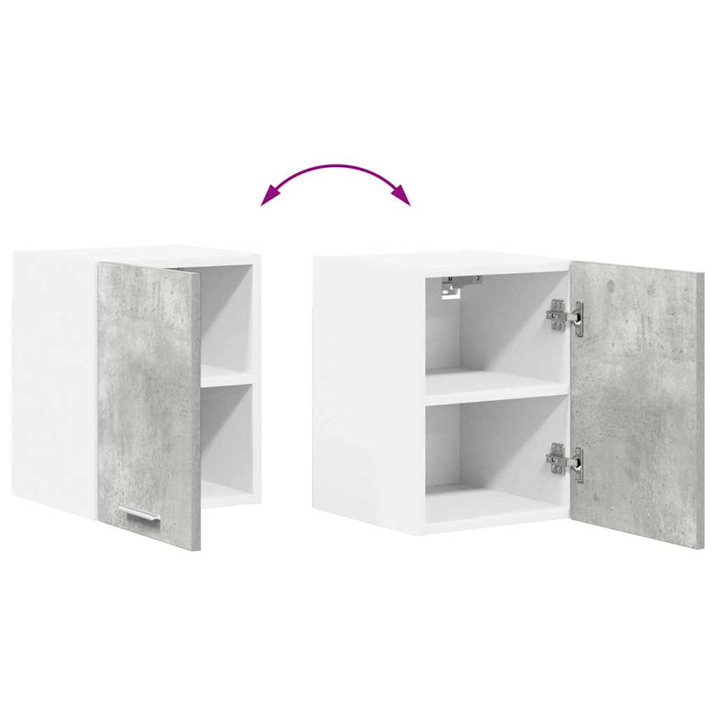 Hanging Cabinet 2 pcs Concrete Grey and White Engineered Wood