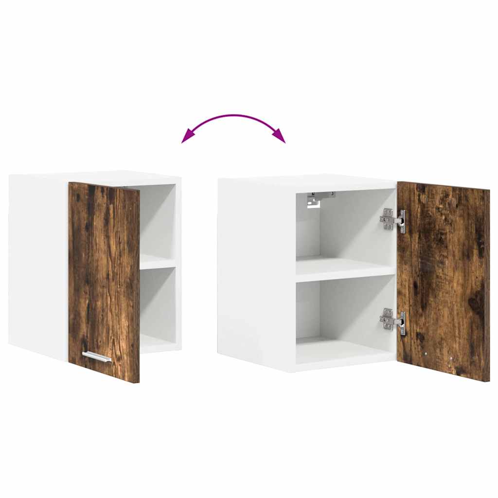 Hanging Cabinet 2 pcs Smoked Oak and White Engineered Wood