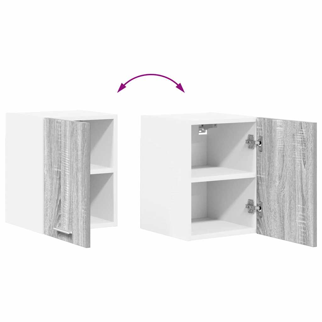 Hanging Cabinet 2 pcs Grey Sonoma and White Engineered Wood