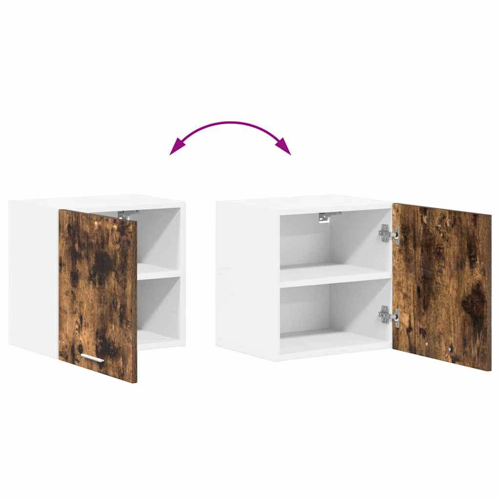 Hanging Cabinet Smoked Oak and White 40 x 31 x 40 cm