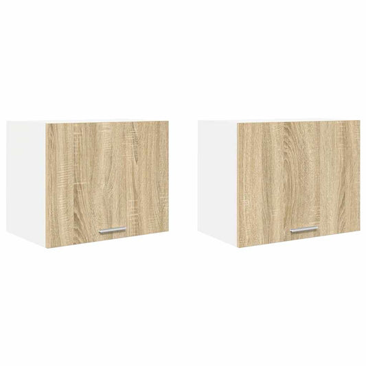 Hanging Cabinet 2 pcs Sonoma Oak and White Engineered Wood