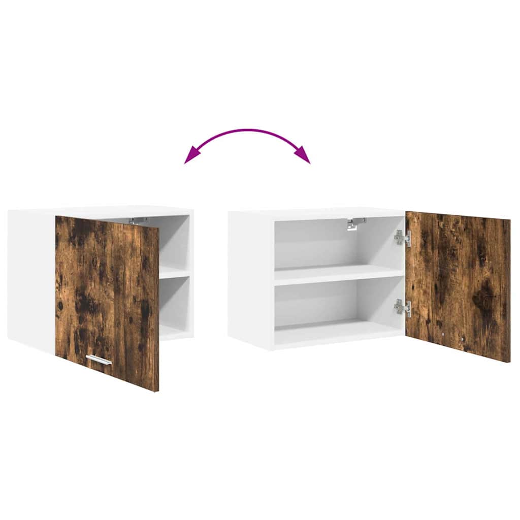 Hanging Cabinet Smoked Oak and White 50 x 31 x 40 cm