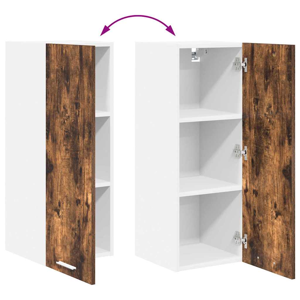 Hanging Cabinet Smoked Oak and White 30 x 31 x 80 cm