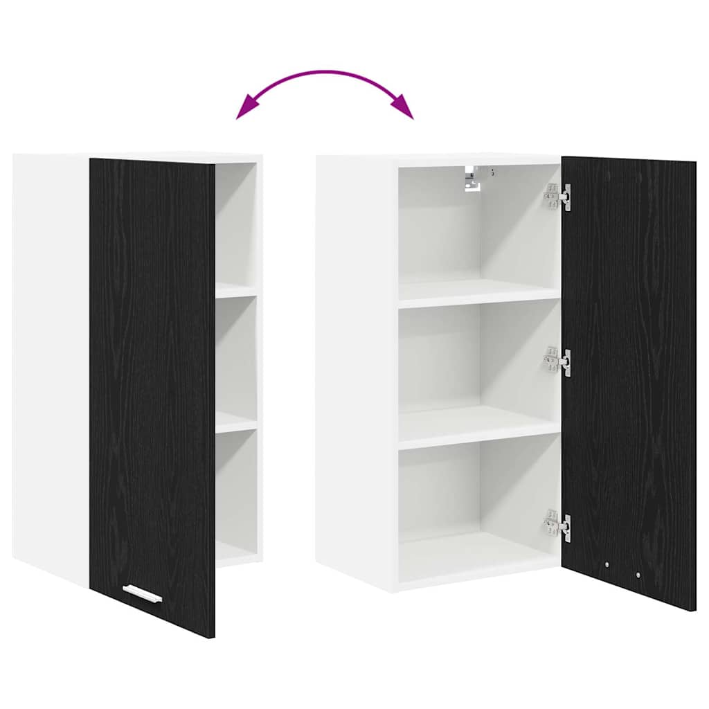 Hanging Cabinet Black Oak and White 40 x 31 x 80 cm