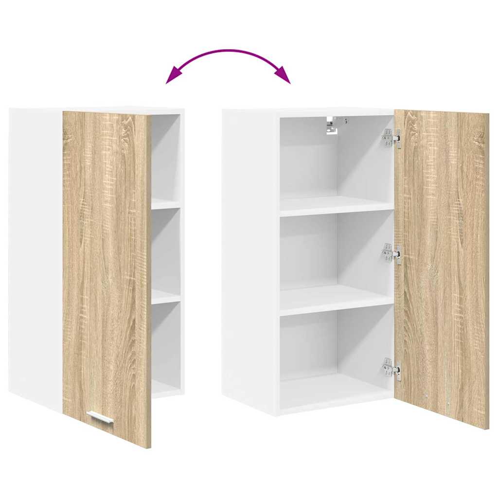 Hanging Cabinet Sonoma Oak and White 40 x 31 x 80 cm
