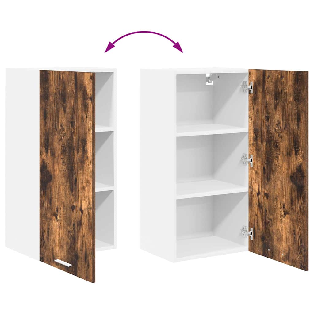 Hanging Cabinet Smoked Oak and White 40 x 31 x 80 cm