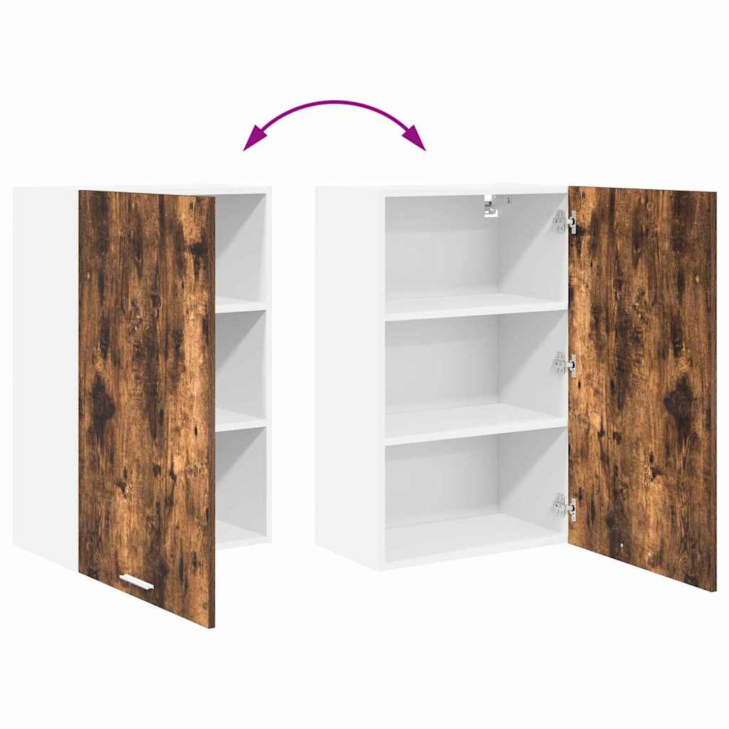 Hanging Cabinet Smoked Oak and White 50 x 31 x 80 cm