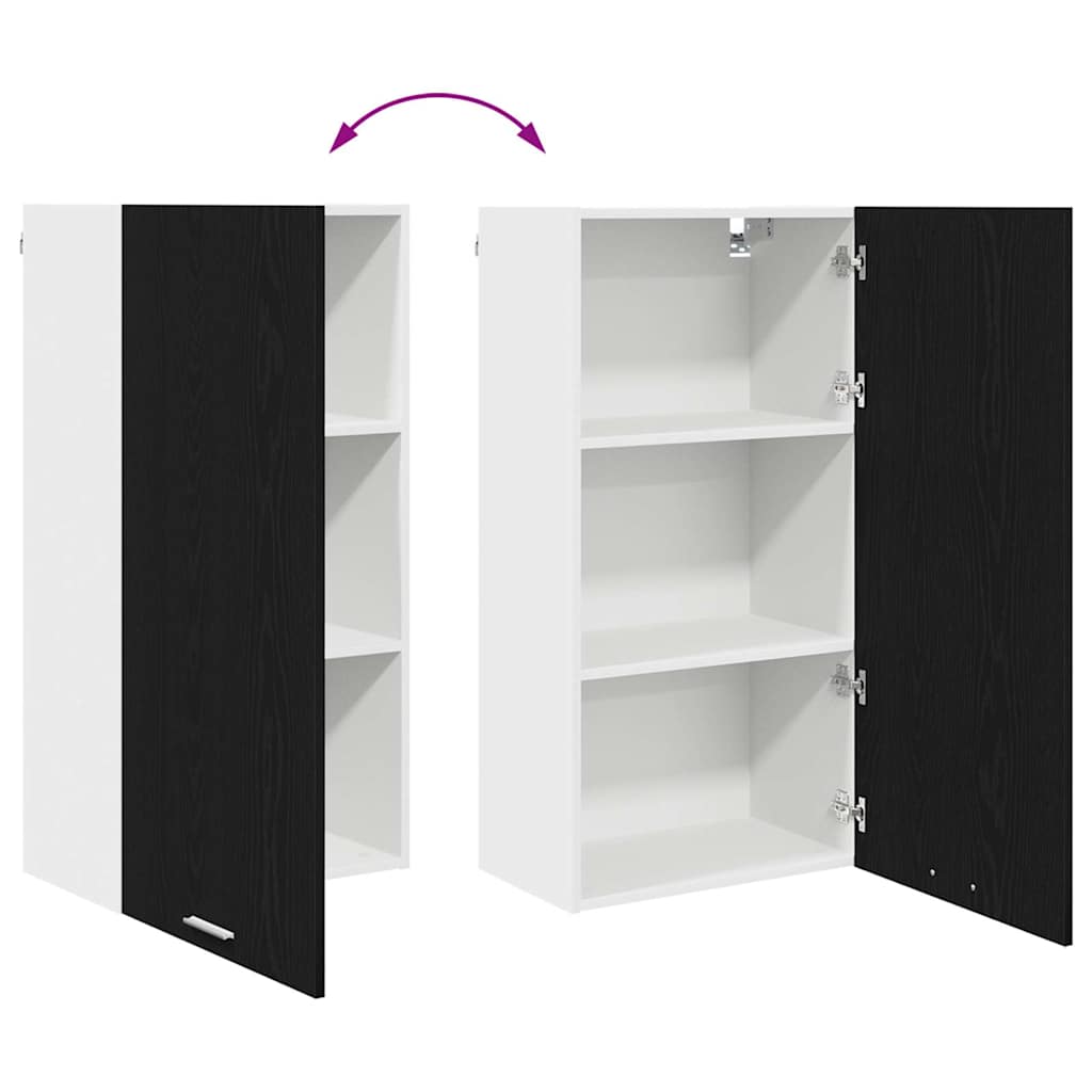 Hanging Cabinet Black Oak and White 50 x 31 x 100 cm