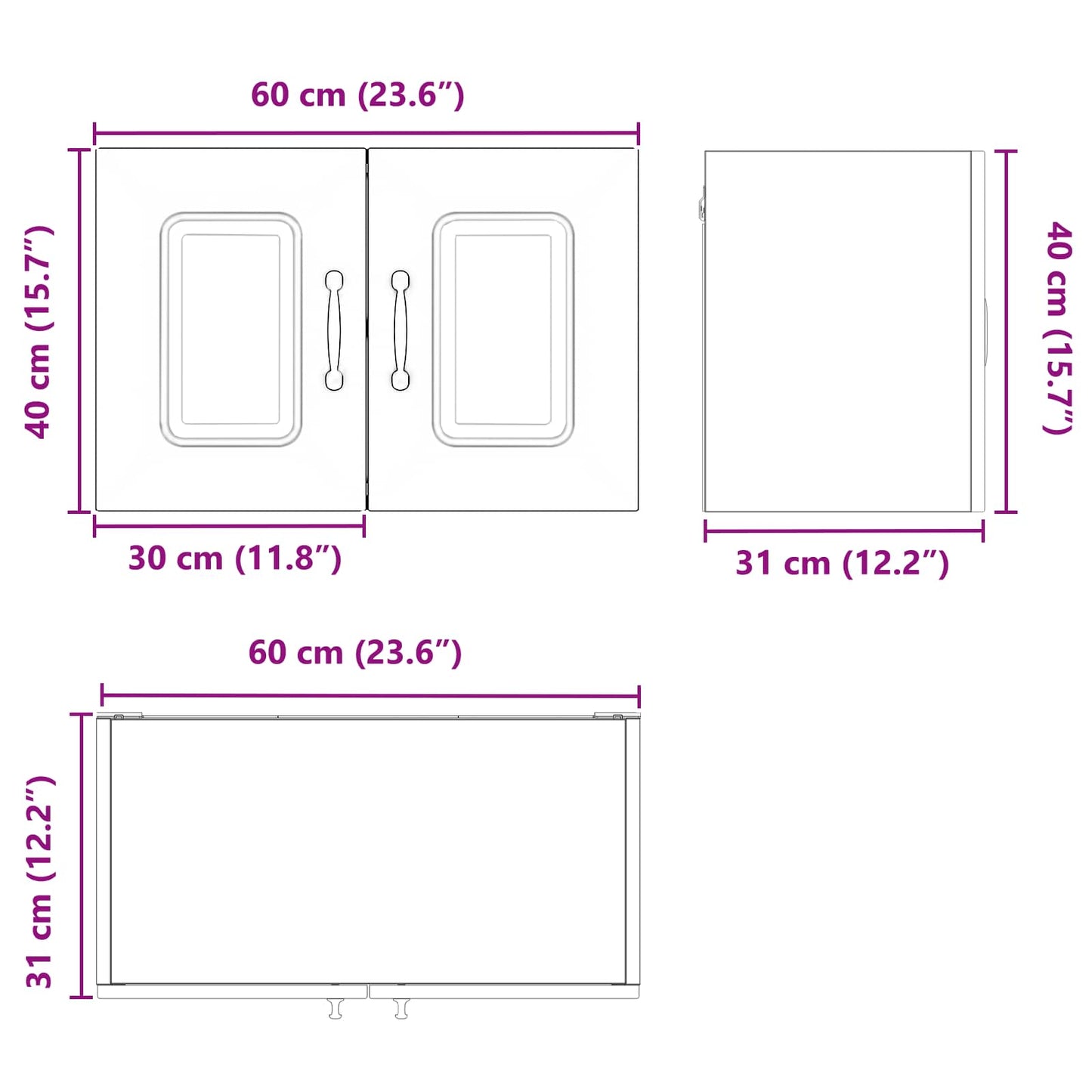 Dishwasher Panel Kalmar Old Wood 60 x 31 x 40 cm