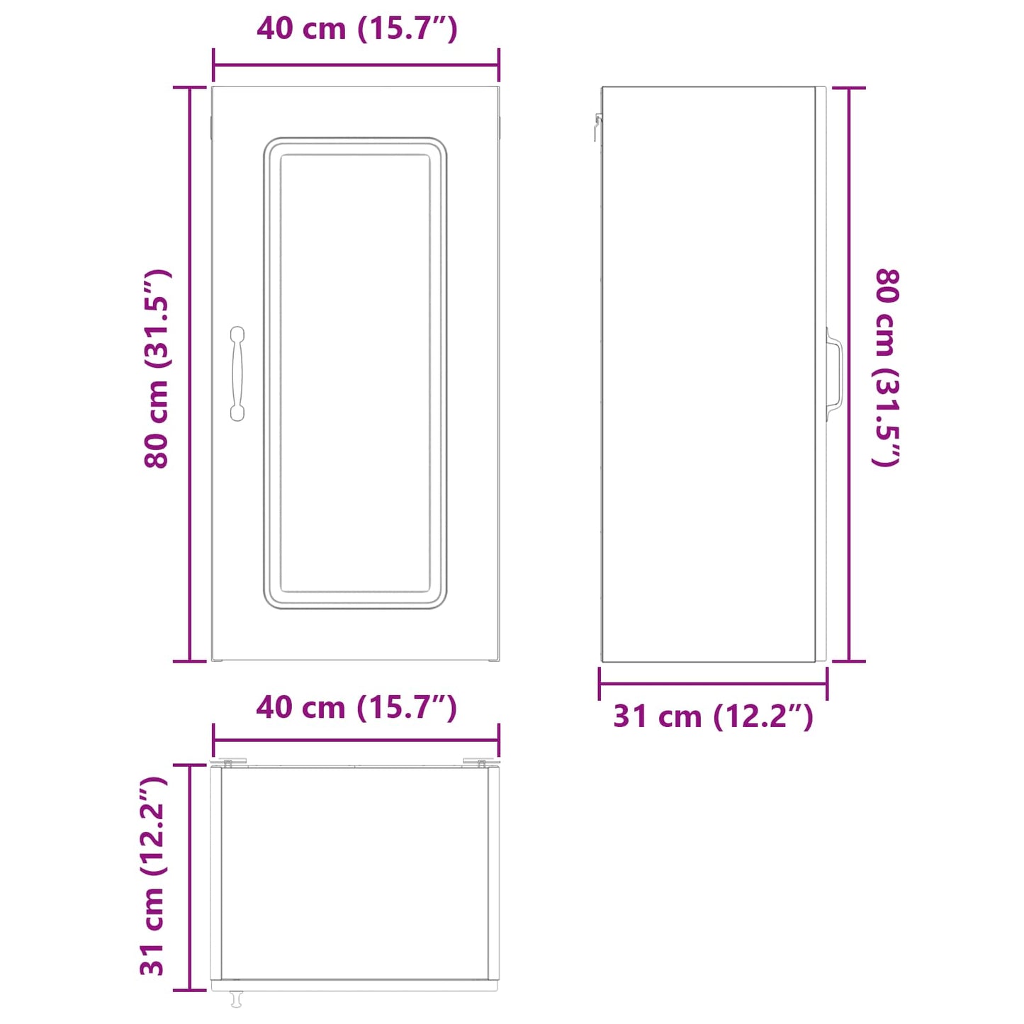 Dishwasher Panel Kalmar Old Wood 40 x 31 x 80 cm