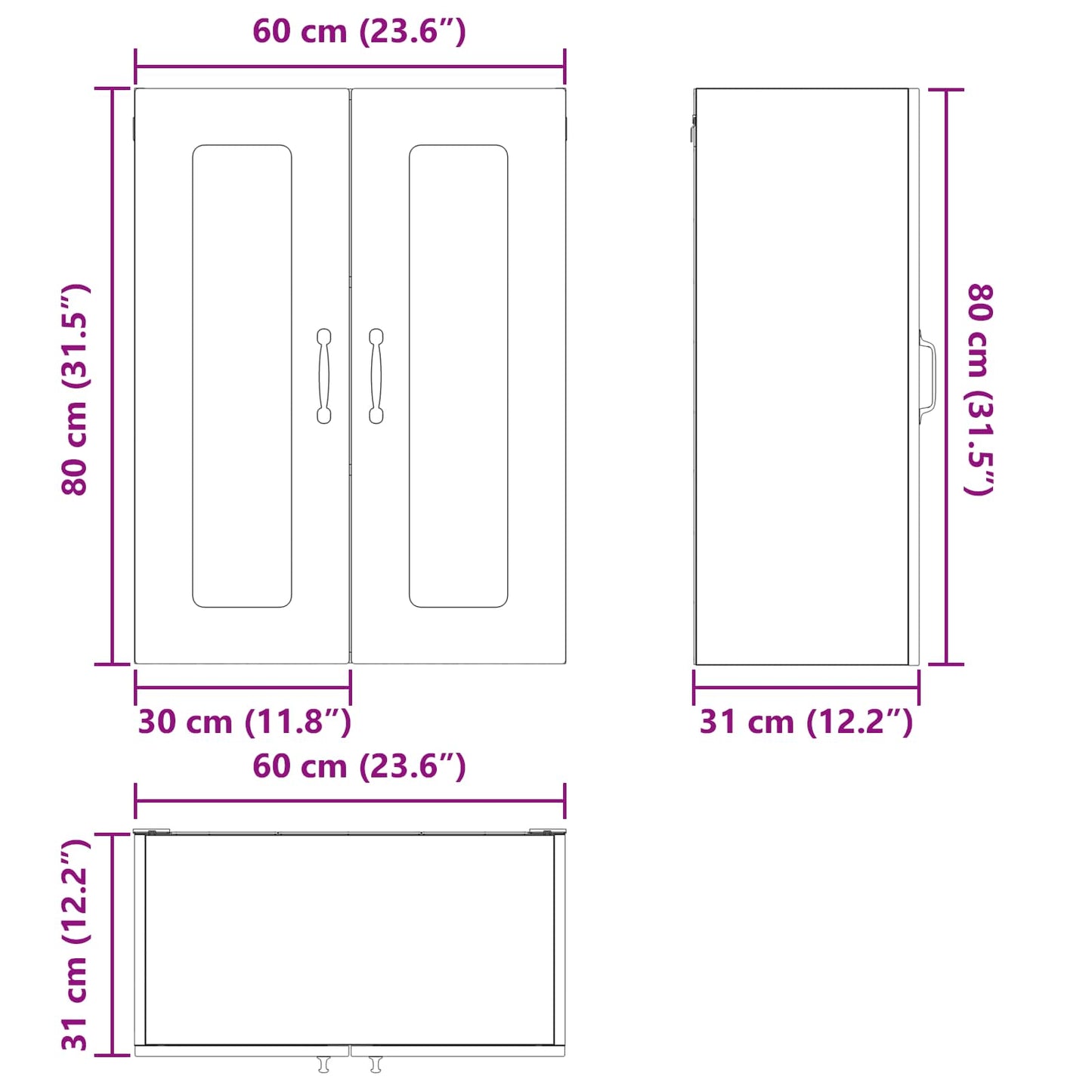 Dishwasher Panel Kalmar Old Wood 60 x 31 x 80 cm