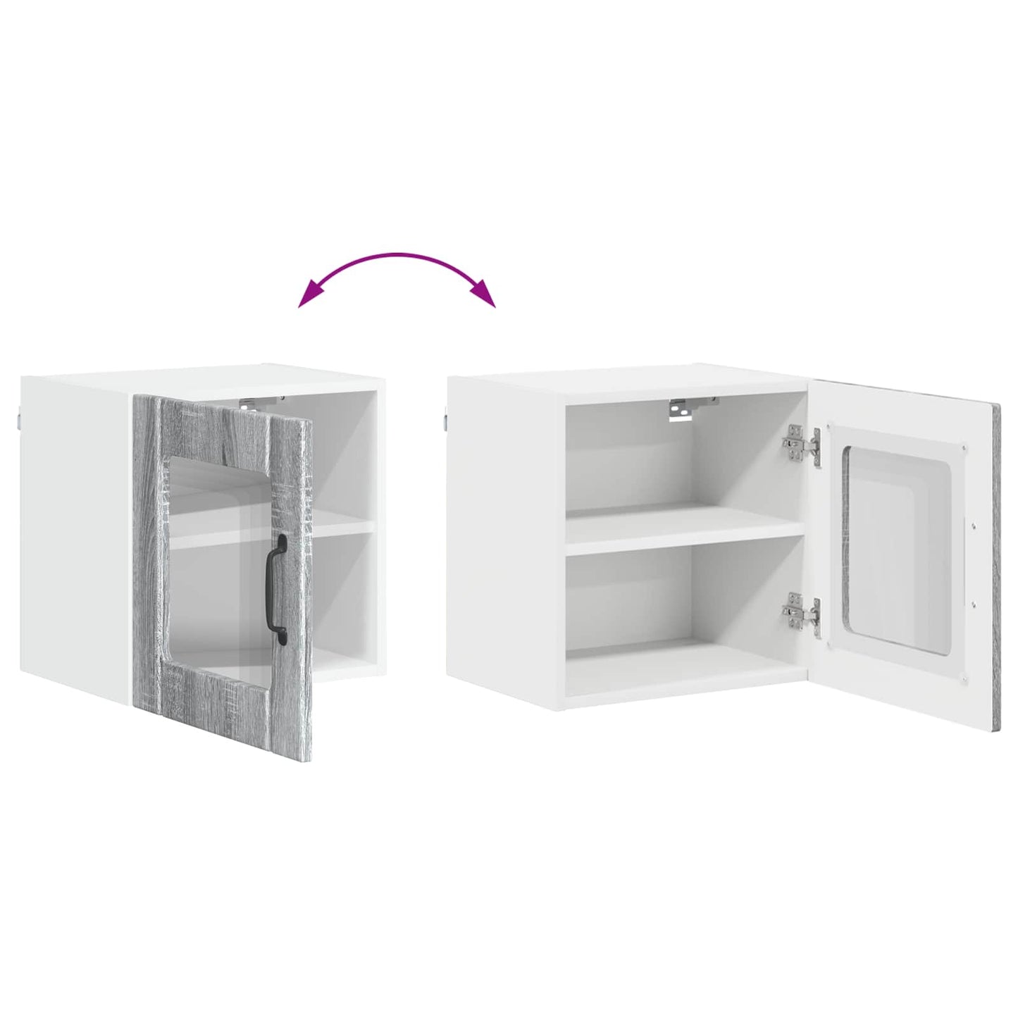 Wall Glass Cabinet LUCCA Grey Sonoma 40 x 31 x 40 cm