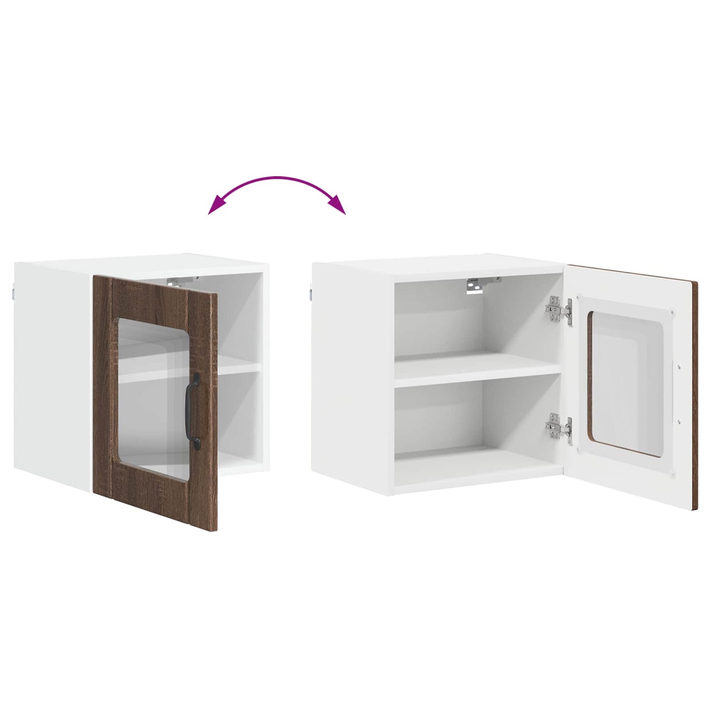 Wall Glass Cabinet LUCCA Brown Oak 40 x 31 x 40 cm