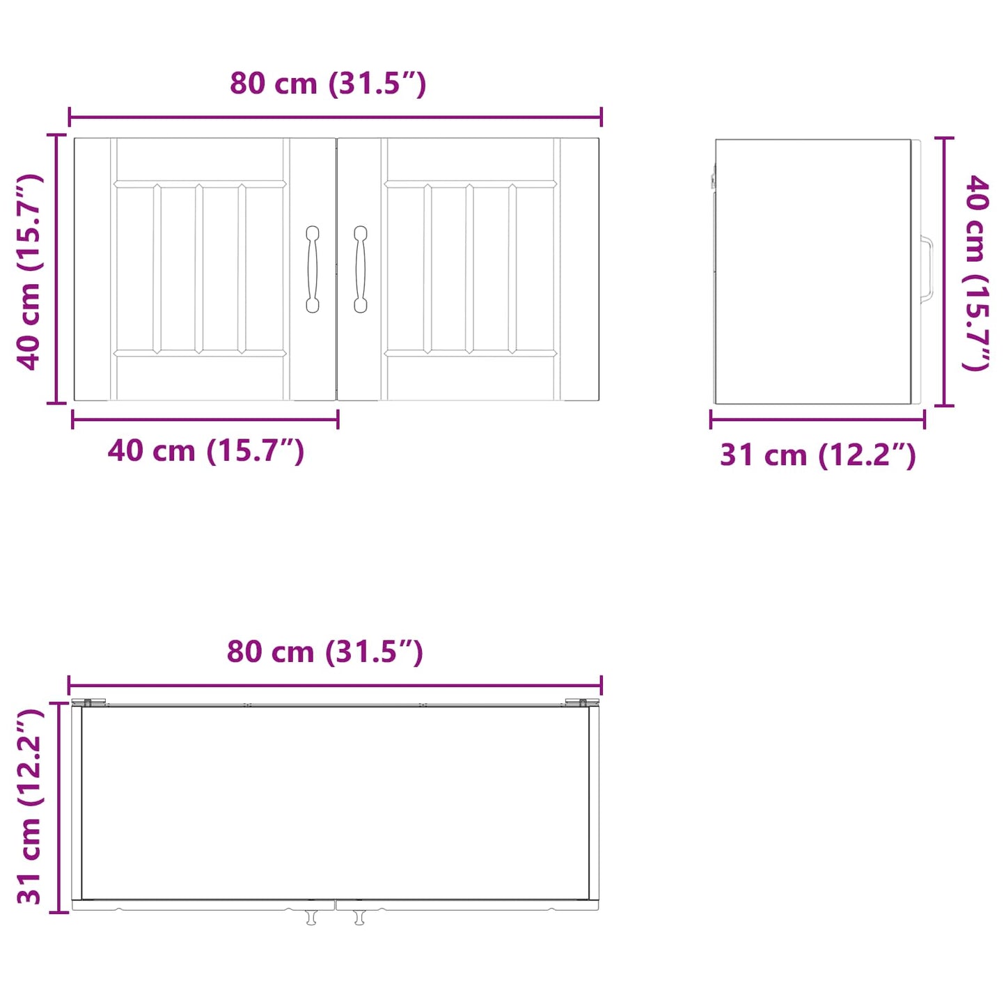 Wall Cabinet LUCCA Old Wood 80 x 31 x 40 cm Engineered Wood