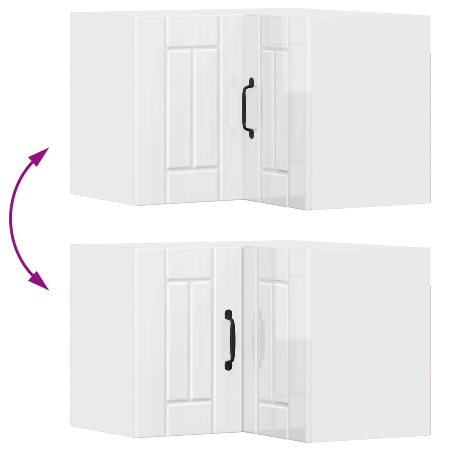 Wall Corner Cabinet LUCCA High Gloss White 57 x 57 x 40 cm