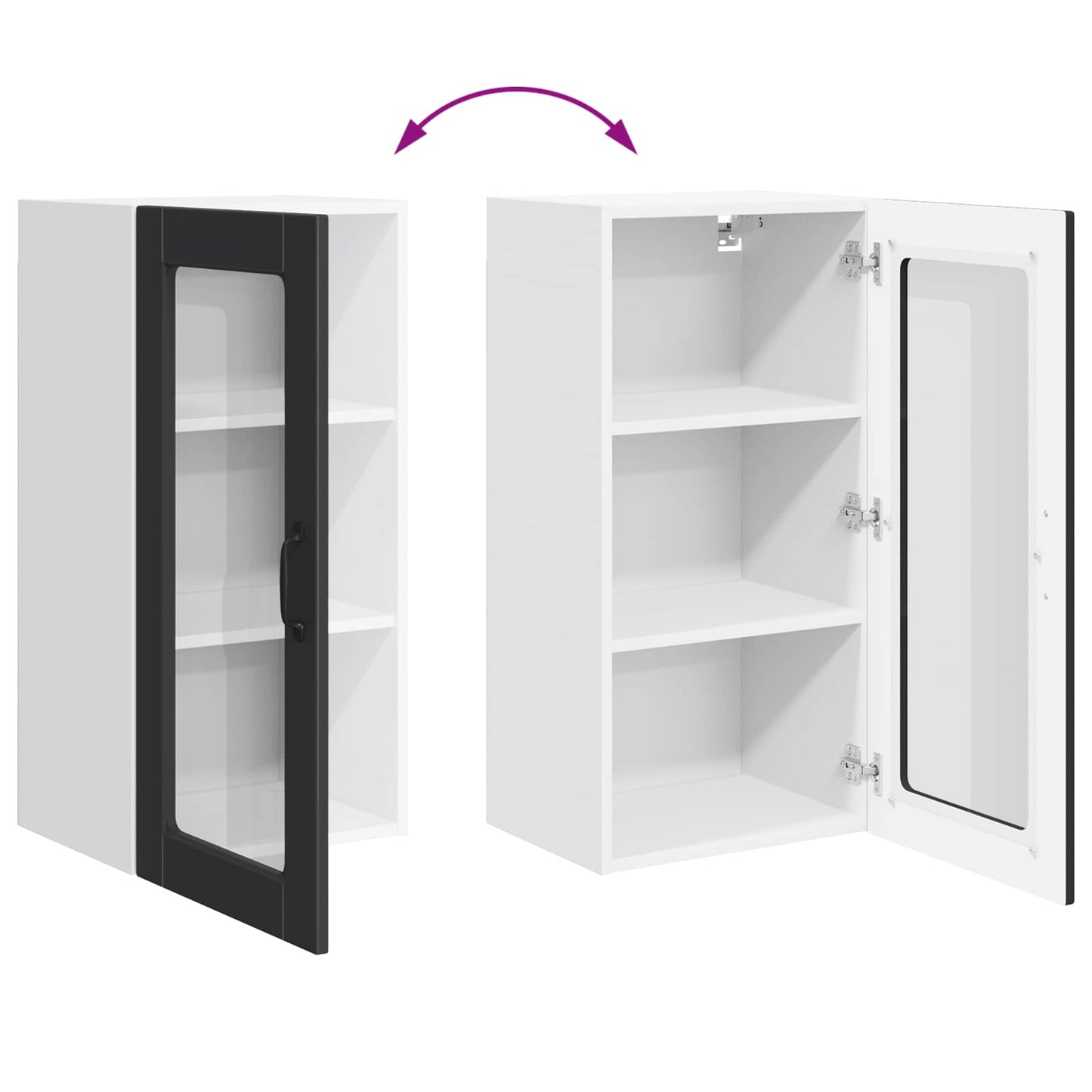 Wall Glass Cabinet LUCCA Black 40 x 31 x 80 cm Engineered Wood