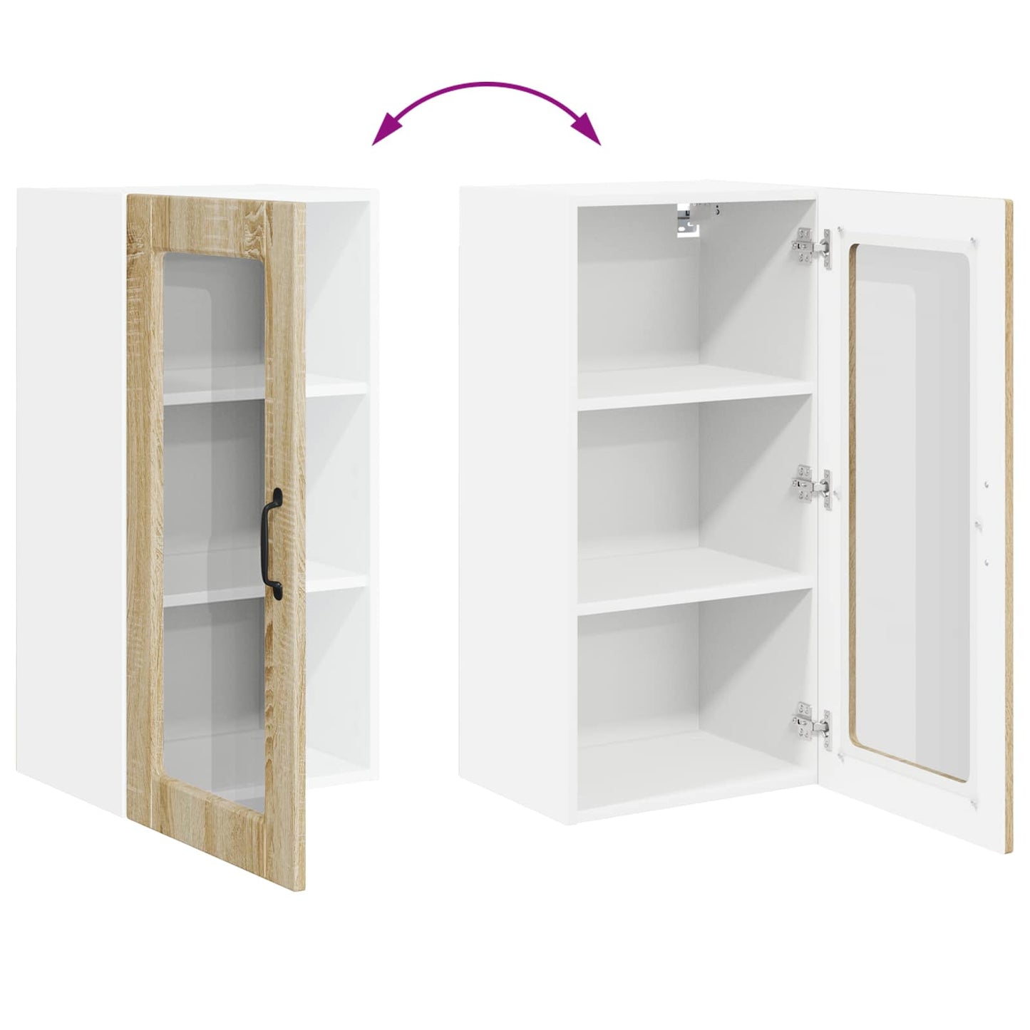 Wall Glass Cabinet LUCCA Sonoma Oak 40 x 31 x 80 cm