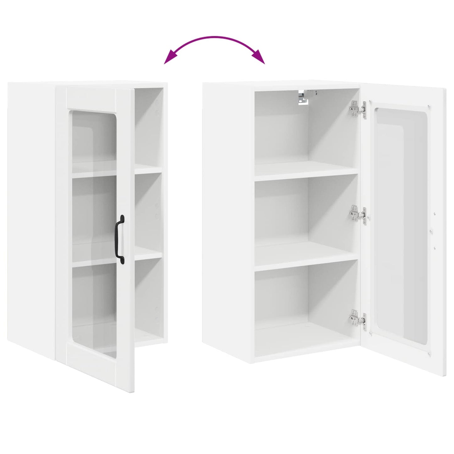 Wall Glass Cabinet LUCCA High Gloss White 40 x 31 x 80 cm