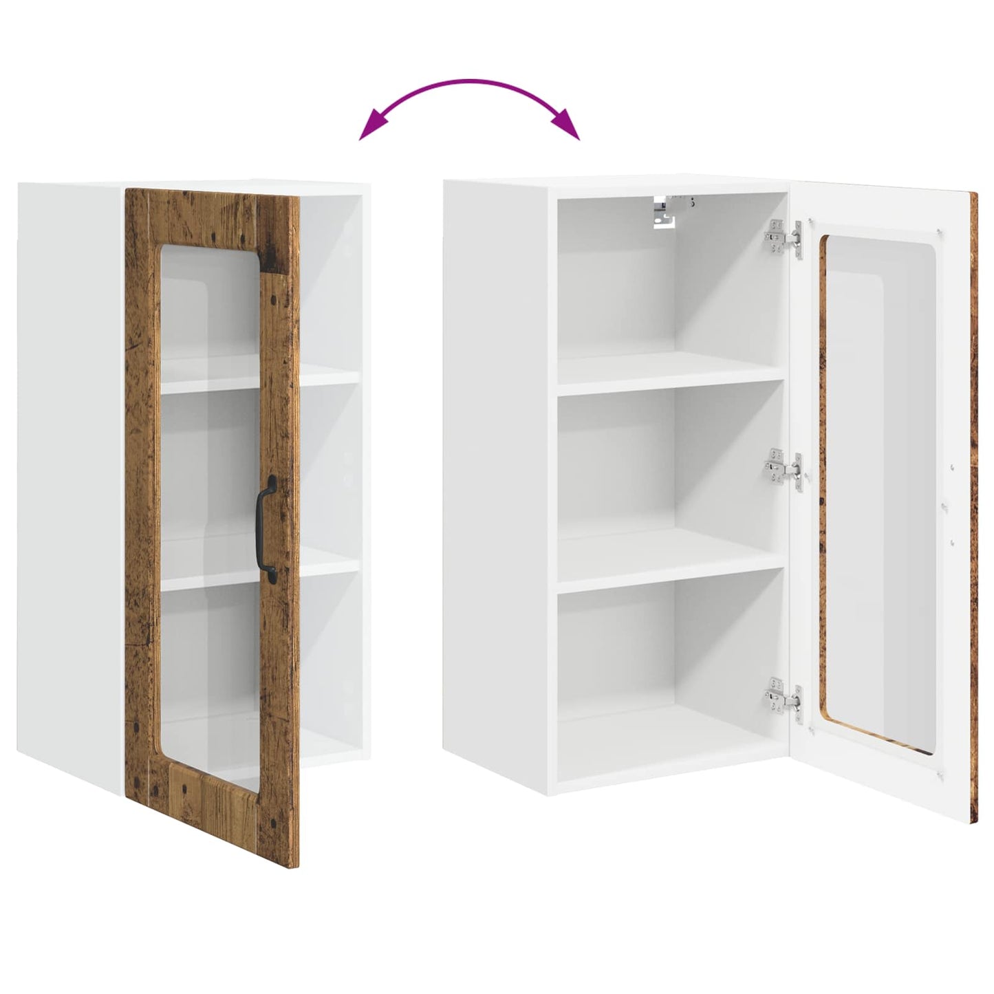 Wall Glass Cabinet LUCCA Old Wood 40 x 31 x 80 cm
