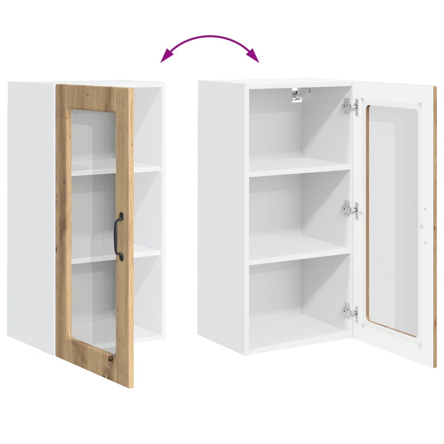 Wall Glass Cabinet LUCCA Artisan Oak 40 x 31 x 80 cm