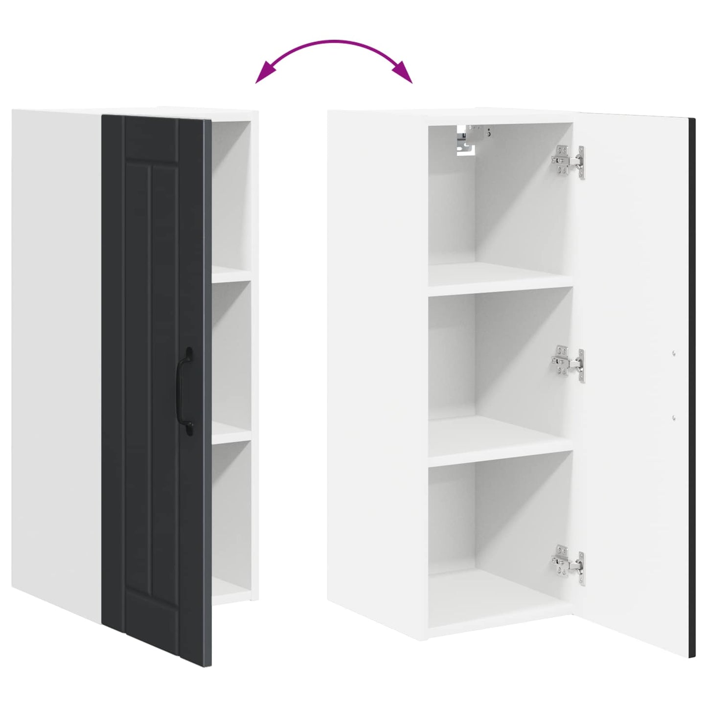 Wall Cabinet LUCCA Black 30 x 31 x 80 cm Engineered Wood