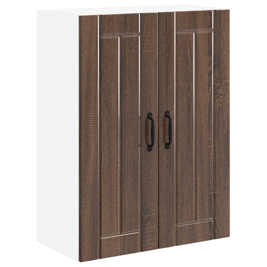 Wall Glass Cabinet LUCCA Brown Oak 60 x 31 x 80 cm