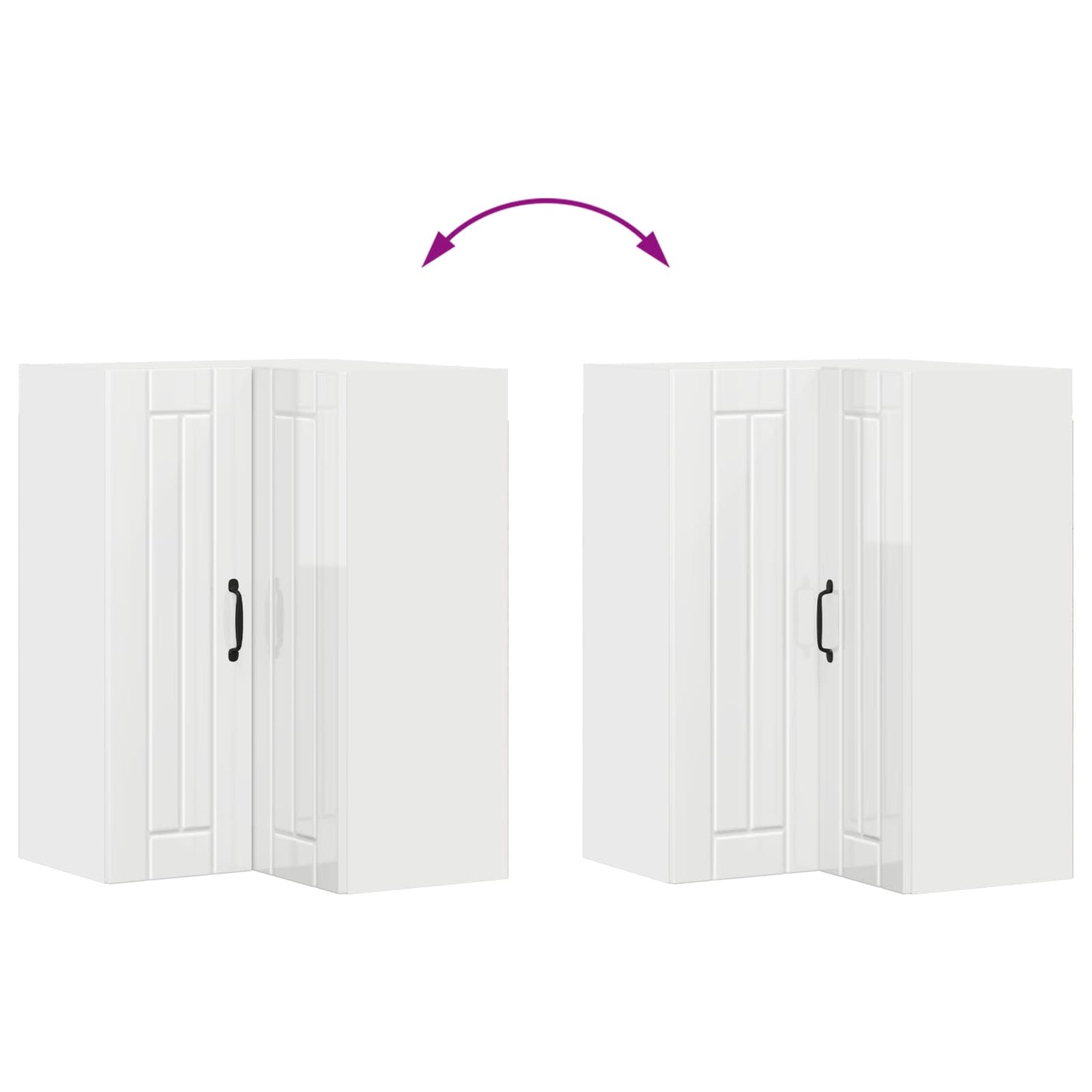 Wall Corner Cabinet LUCCA High Gloss White 57 x 57 x 80 cm