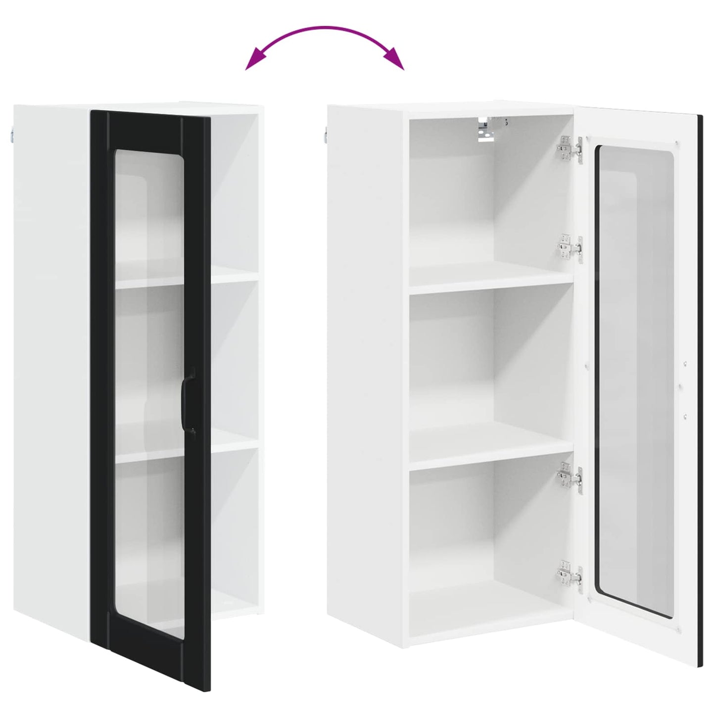 Wall Glass Cabinet LUCCA Black 40 x 31 x 100 cm Engineered Wood