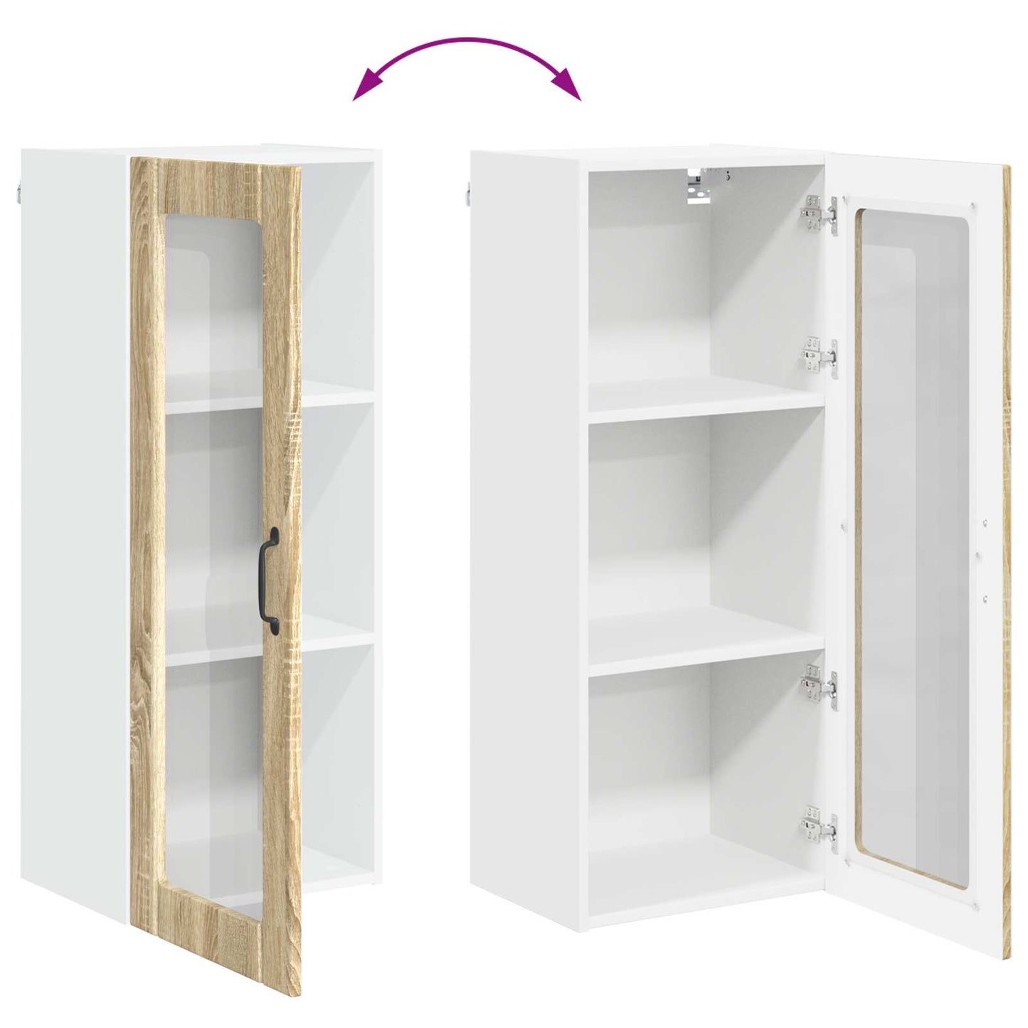 Wall Glass Cabinet LUCCA Sonoma Oak 40 x 31 x 100 cm