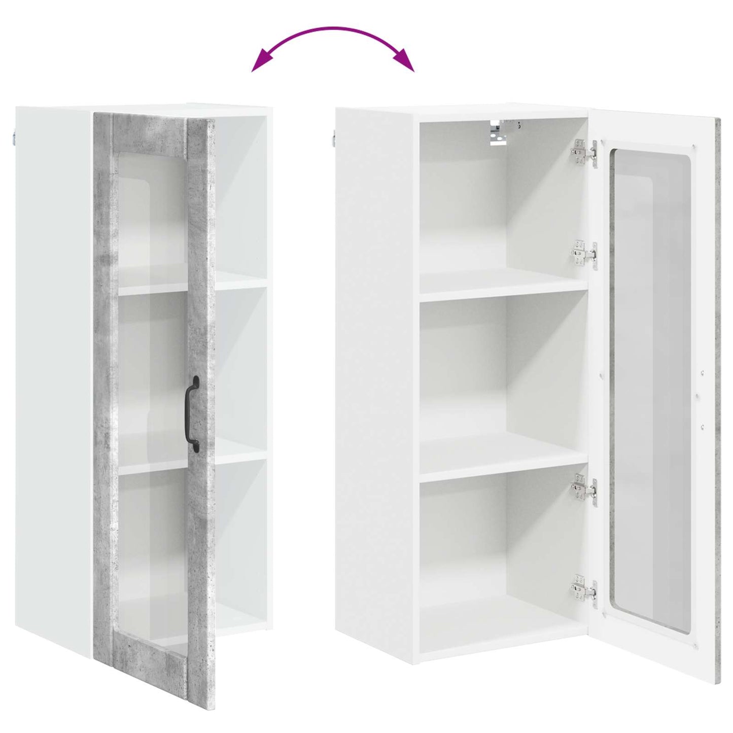 Wall Glass Cabinet LUCCA Concrete Grey 40 x 31 x 100 cm