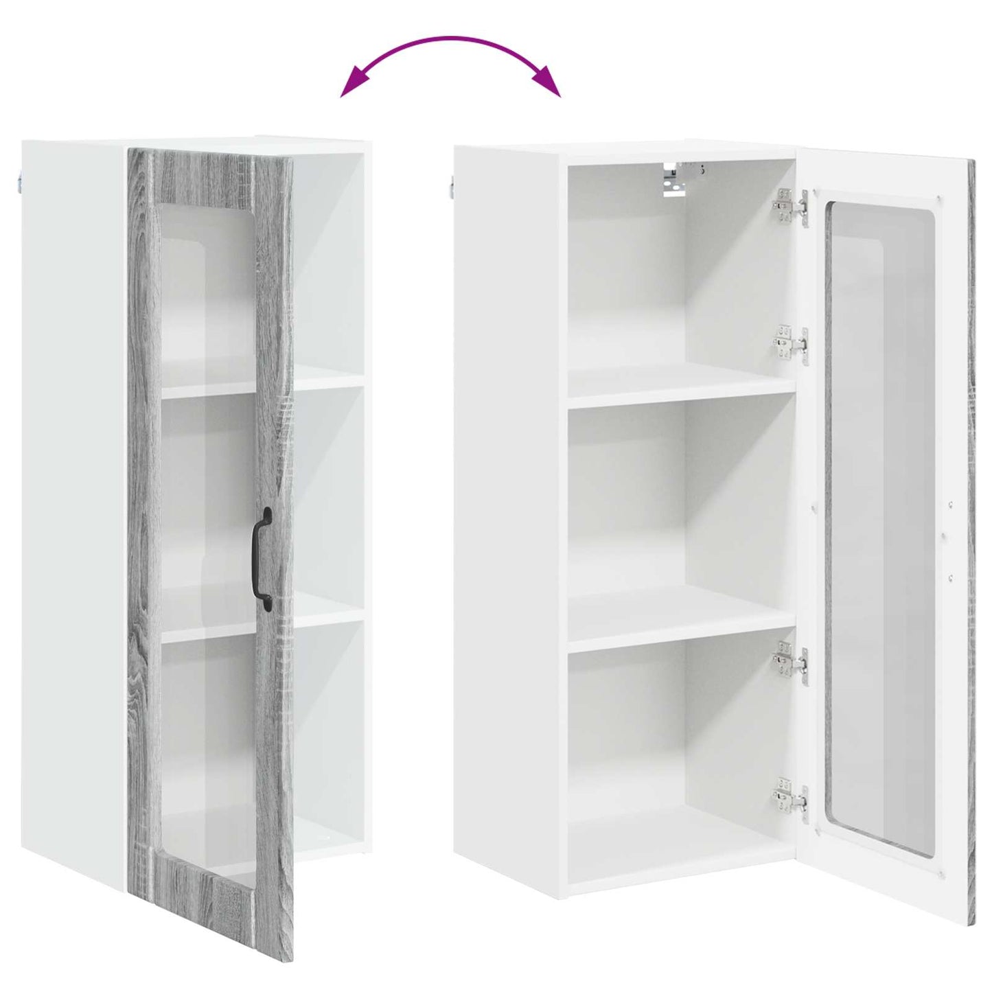 Wall Glass Cabinet LUCCA Grey Sonoma 40 x 31 x 100 cm