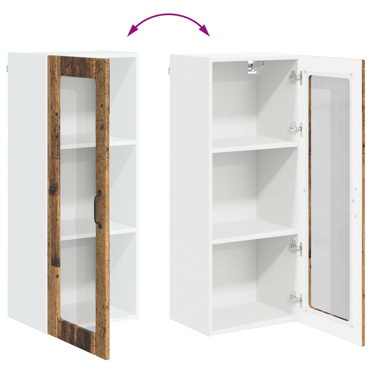 Wall Glass Cabinet LUCCA Old Wood 40 x 31 x 100 cm
