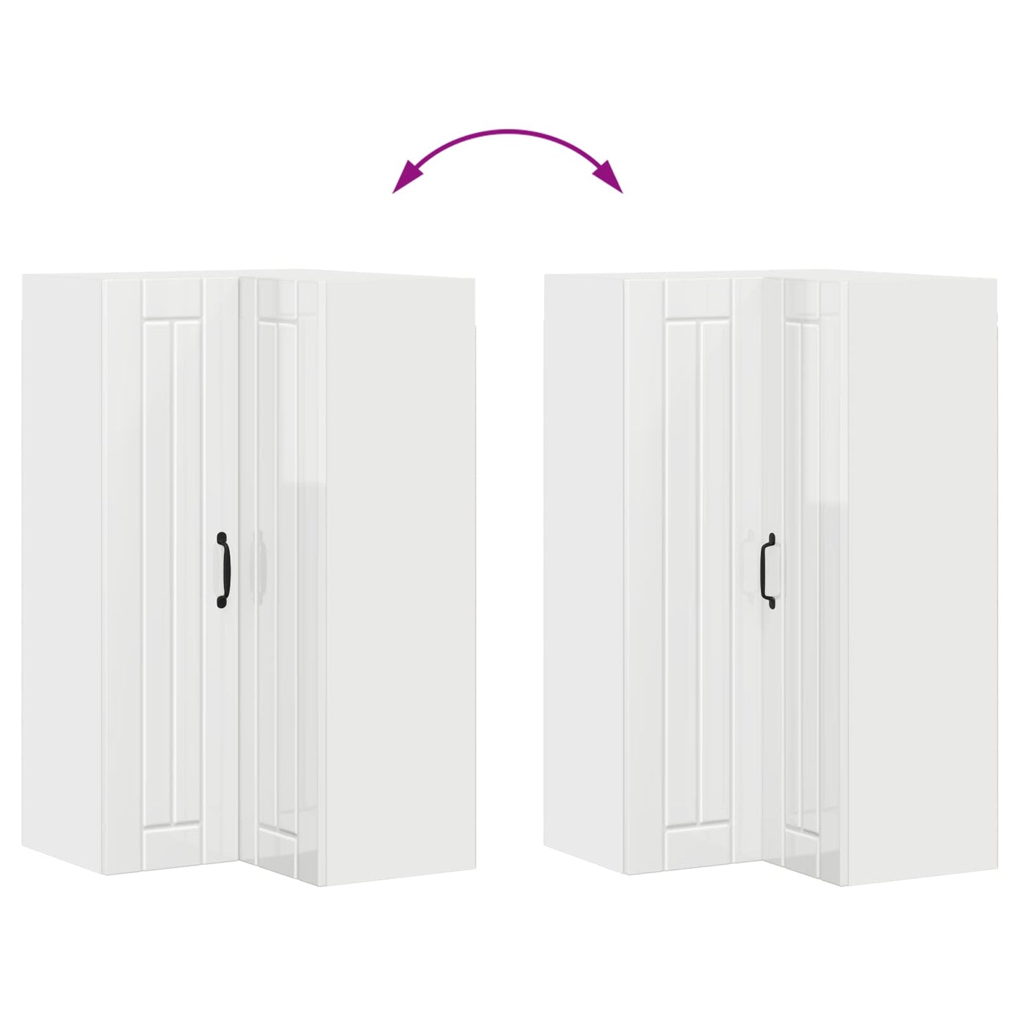 Wall Corner Cabinet LUCCA High Gloss White 57 x 57 x 100 cm