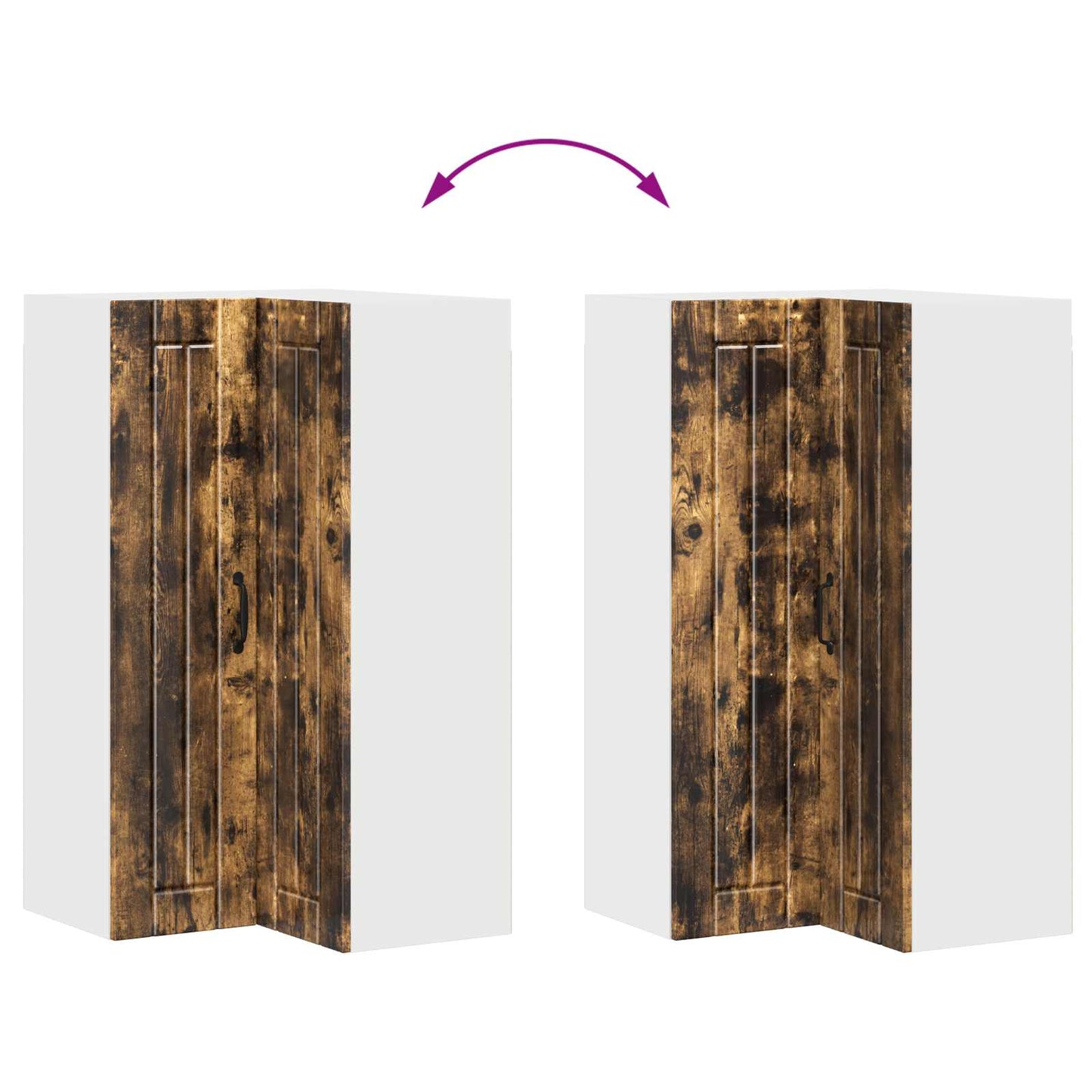 Wall Corner Cabinet LUCCA Smoked Oak 57 x 57 x 100 cm