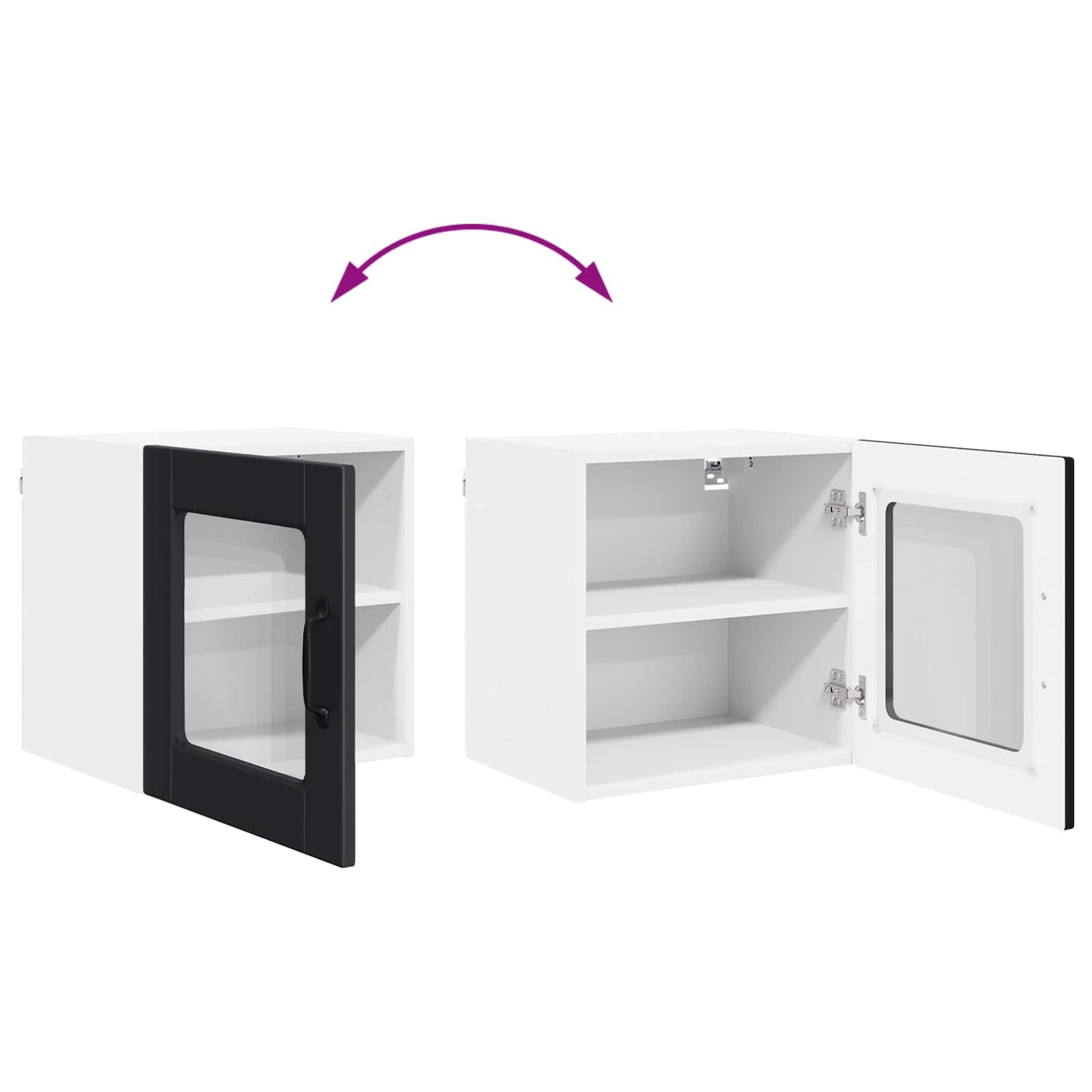 Wall Glass Cabinet PORTO Black 40 x 31 x 40 cm Engineered Wood