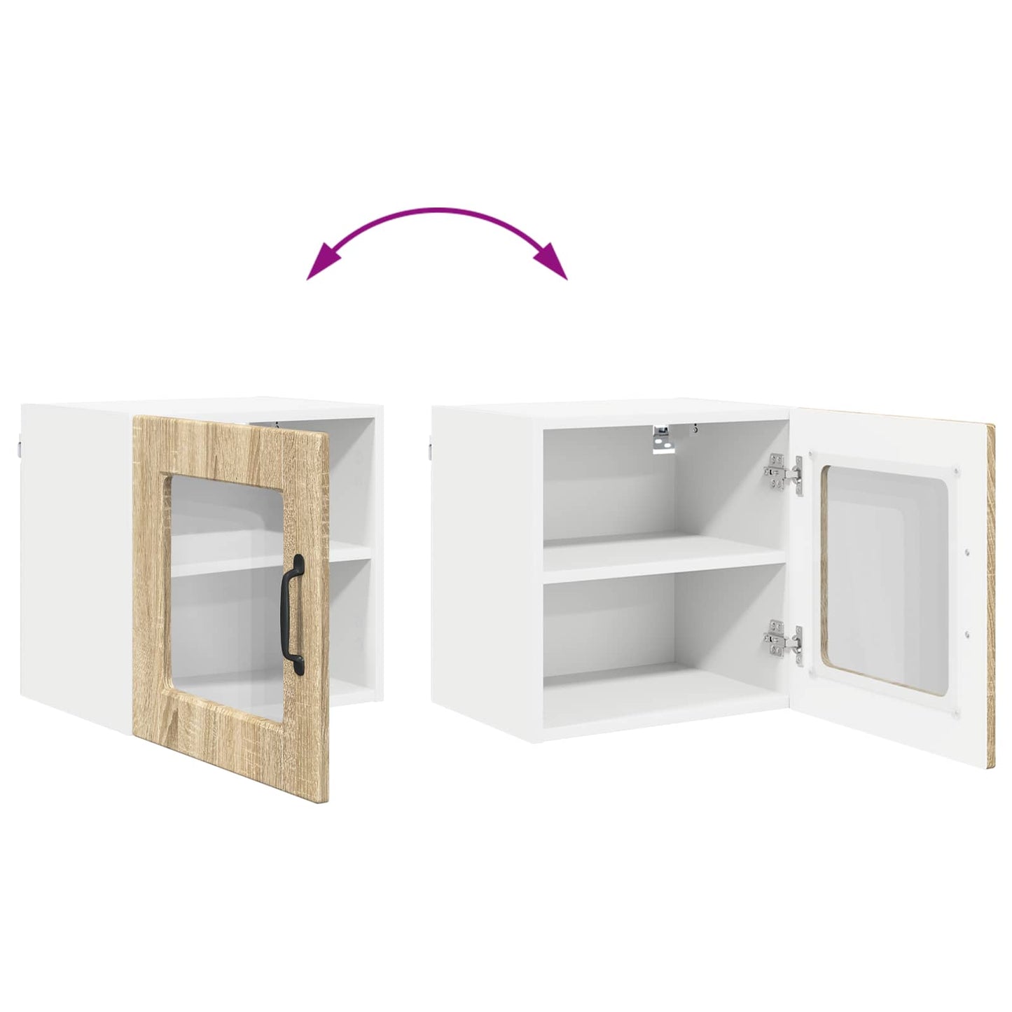 Wall Glass Cabinet PORTO Sonoma Oak 40 x 31 x 40 cm