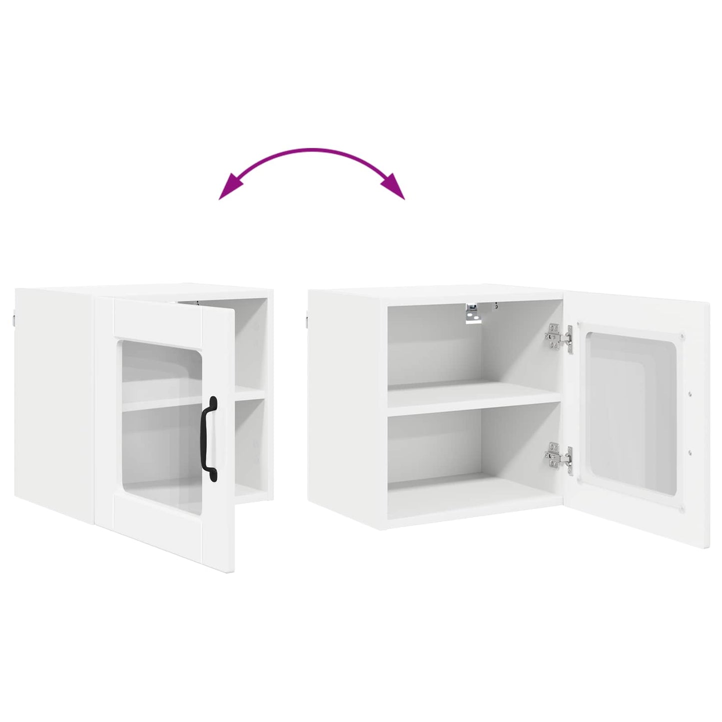 Wall Glass Cabinet PORTO High Gloss White 40 x 31 x 40 cm