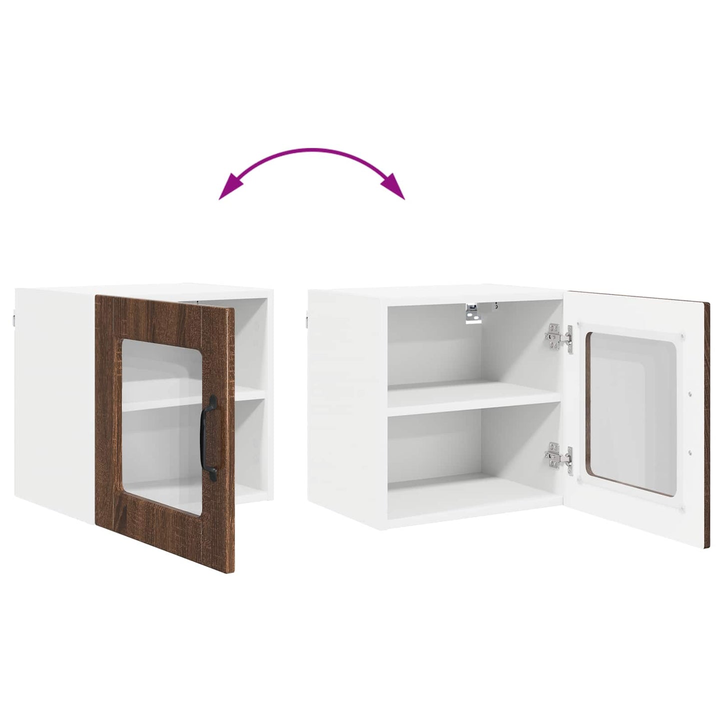 Wall Glass Cabinet PORTO Brown Oak 40 x 31 x 40 cm