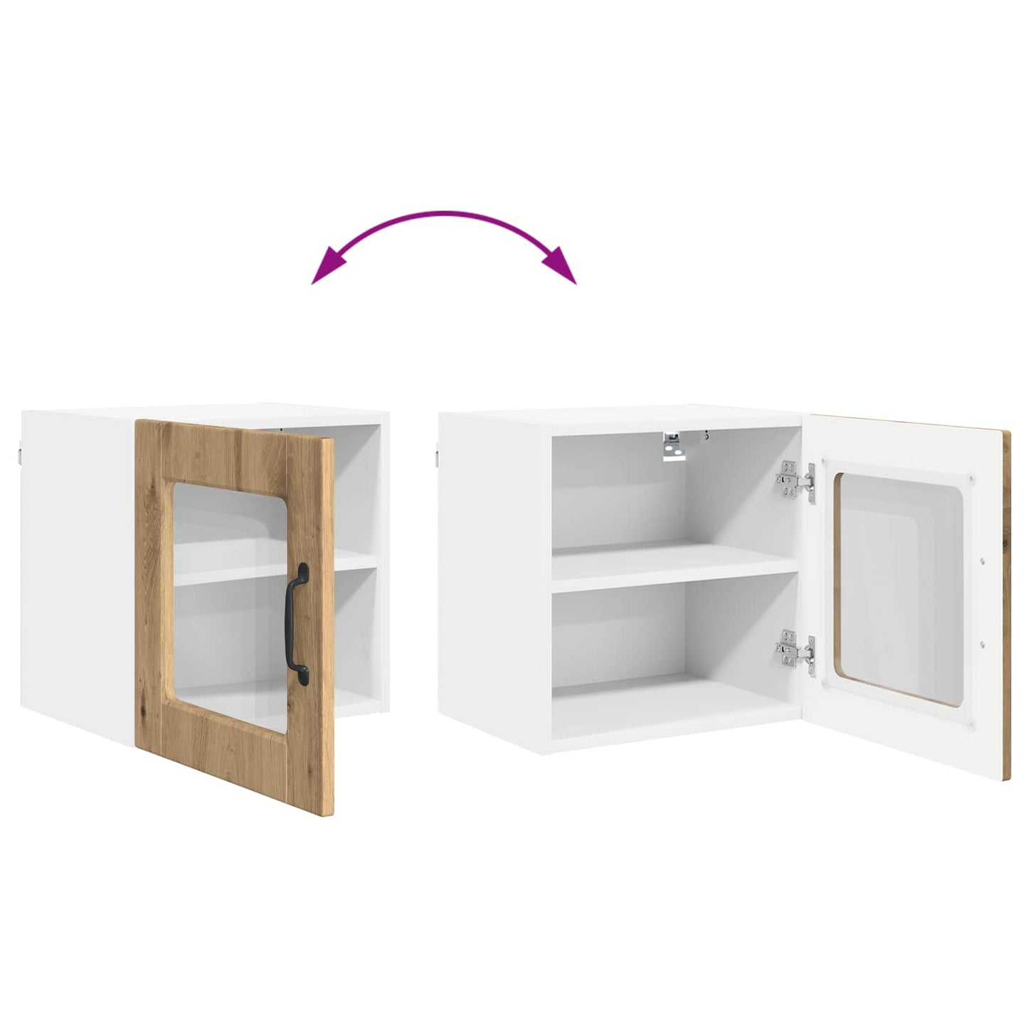 Wall Glass Cabinet PORTO 2 pcs Artisan Oak Engineered Wood