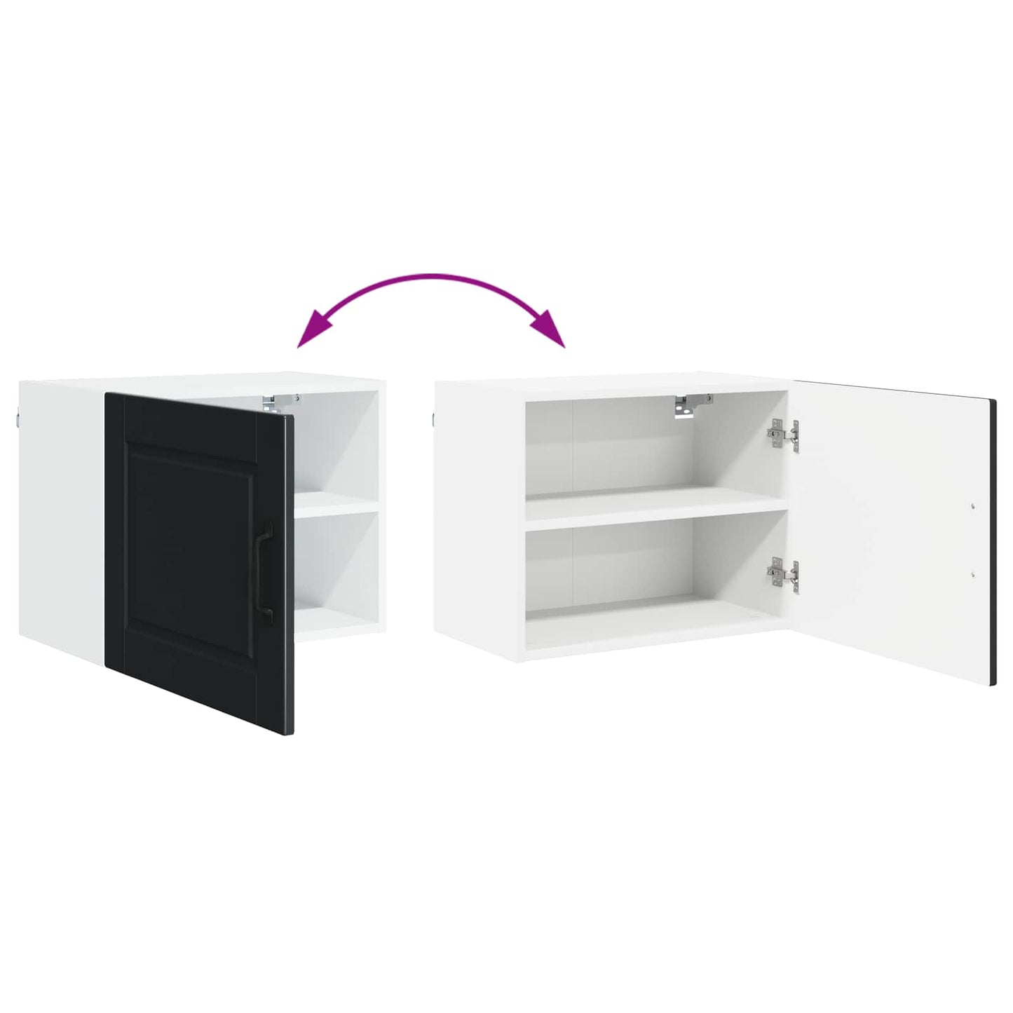 Wall Cabinet PORTO 2 pcs Black Engineered Wood