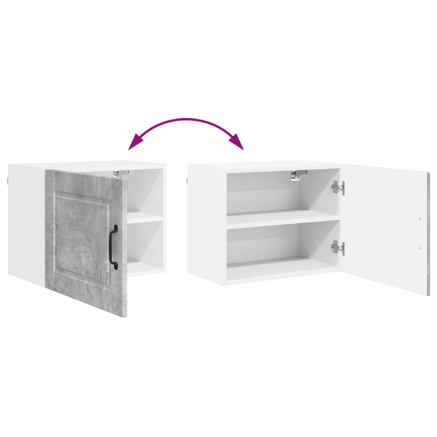 Wall Cabinet PORTO 2 pcs Concrete Grey Engineered Wood