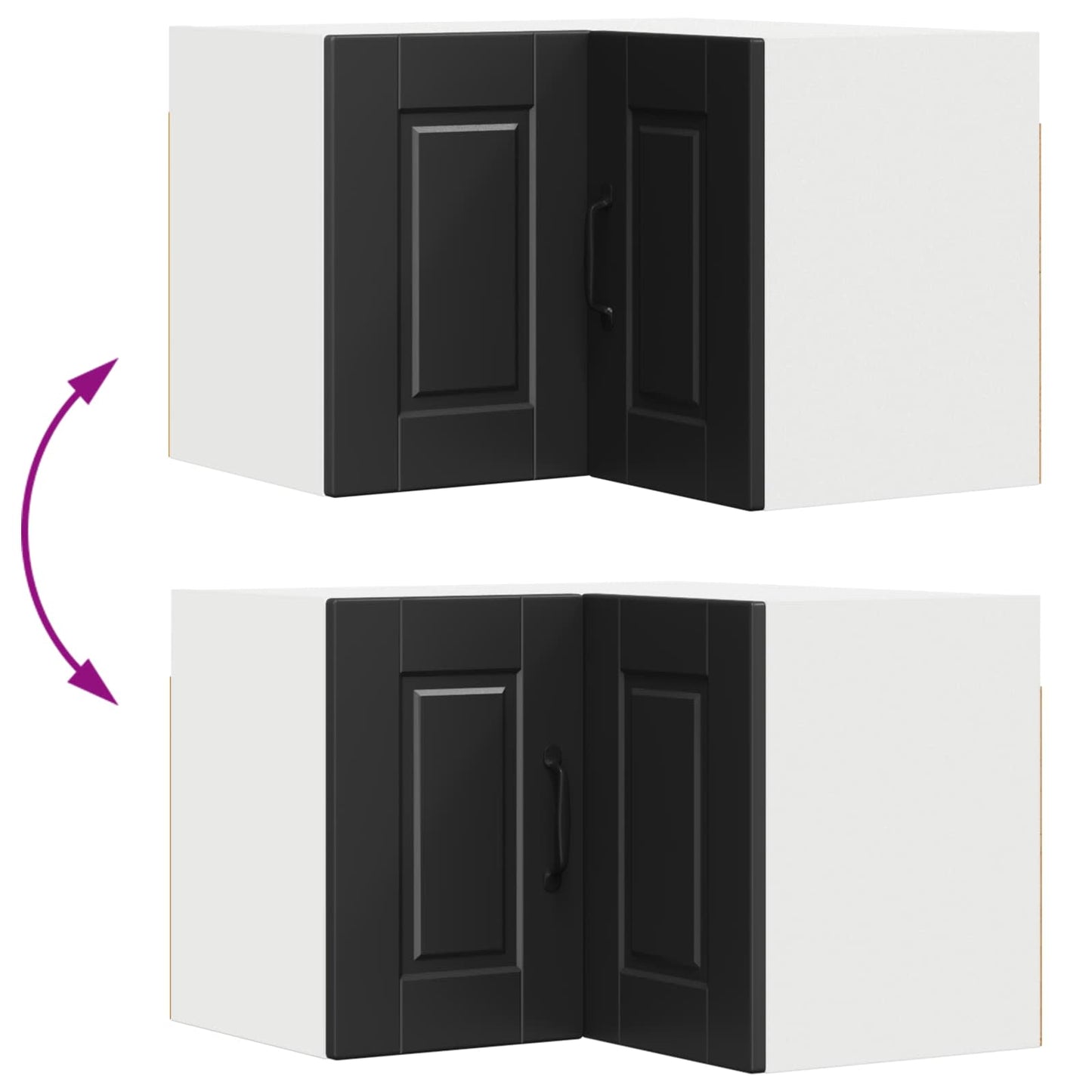 Wall Corner Cabinet PORTO Black 57 x 57 x 40 cm Engineered Wood