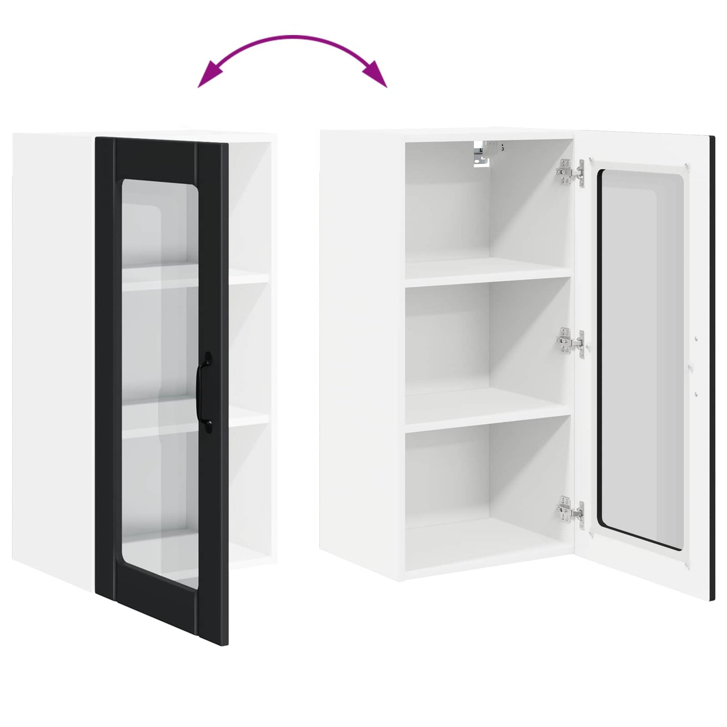 Wall Glass Cabinet PORTO Black 40 x 31 x 80 cm Engineered Wood