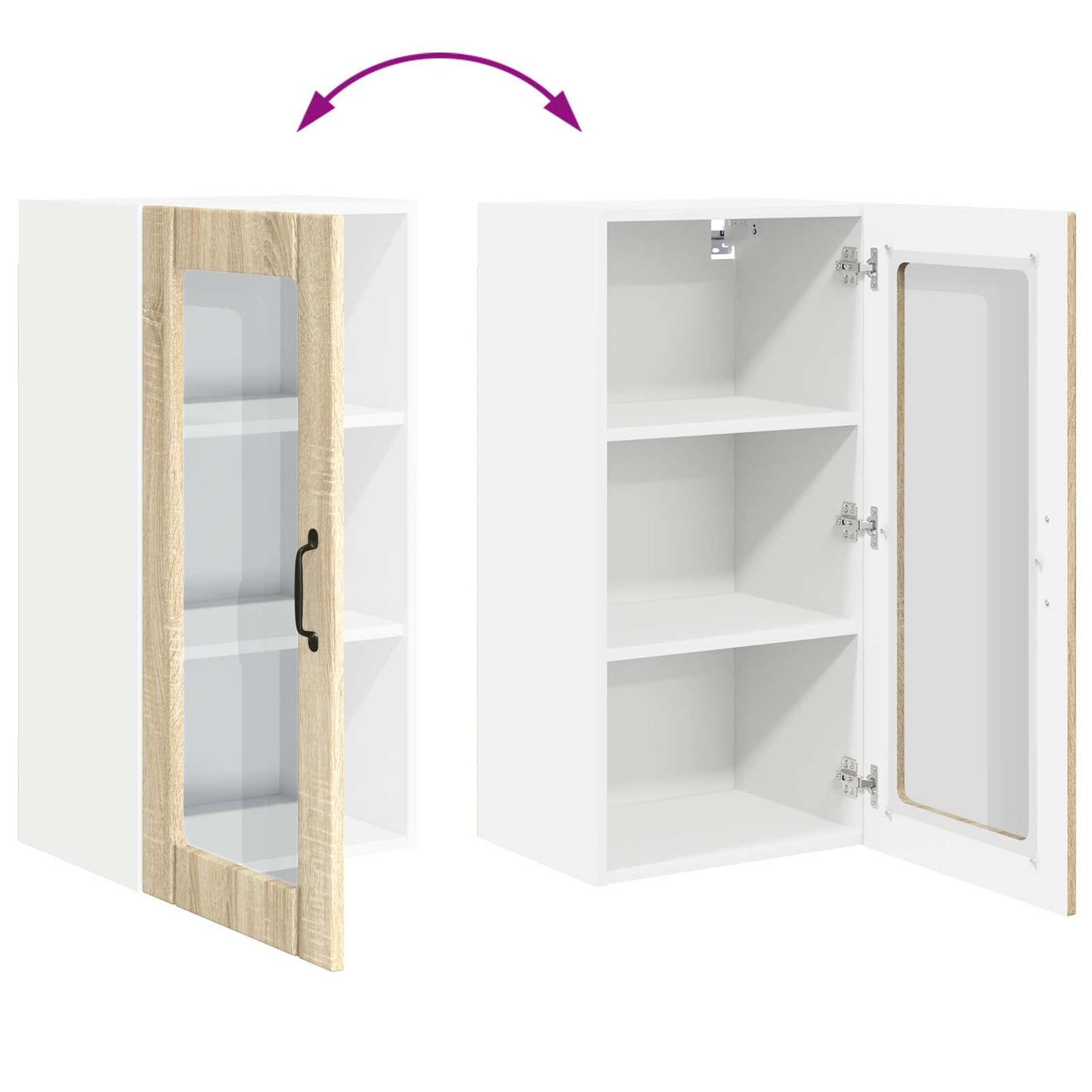 Wall Glass Cabinet PORTO Sonoma Oak 40 x 31 x 80 cm
