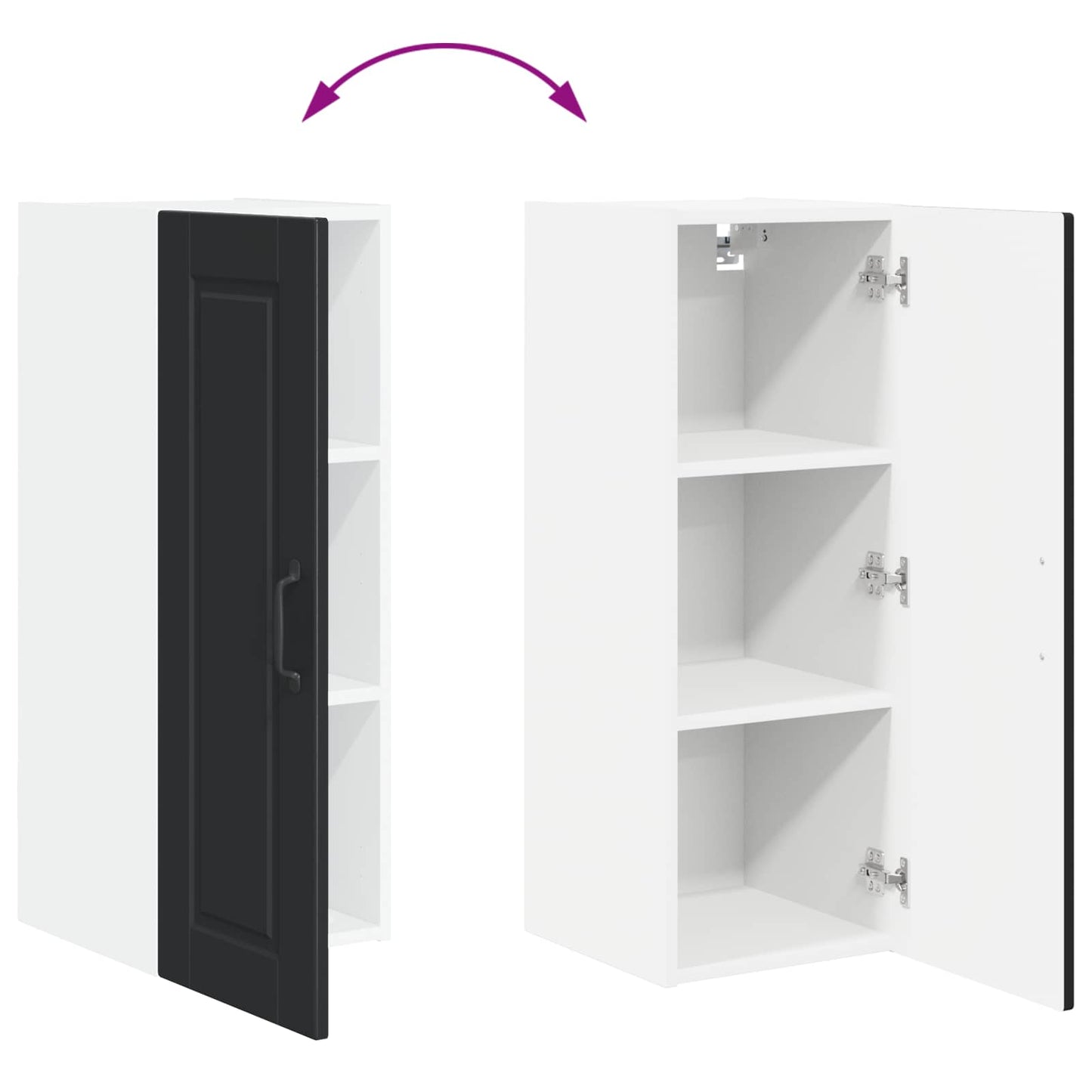 Wall Cabinet PORTO Black 30 x 31 x 80 cm Engineered Wood